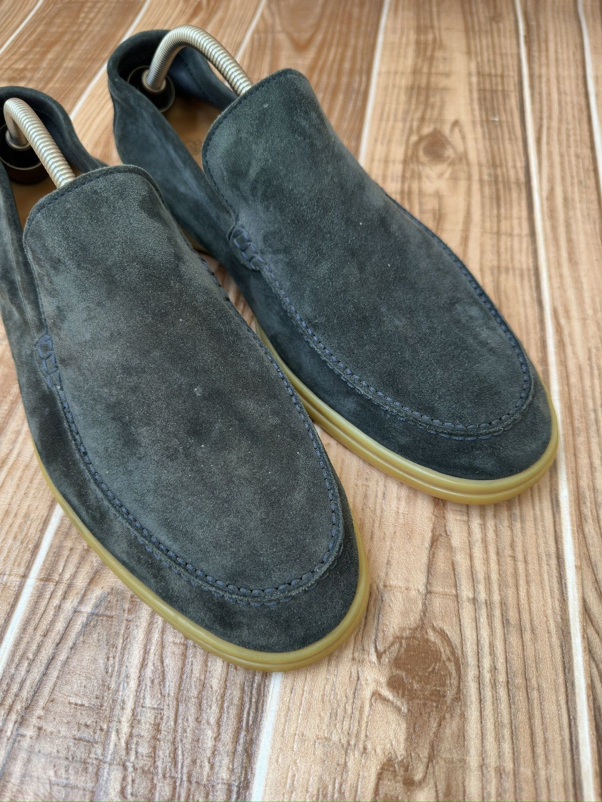 Loro Piana Loro Piana Greeny Blue Suede Summer Walk Loafers Size US 13 / EU 46 - 6 Thumbnail