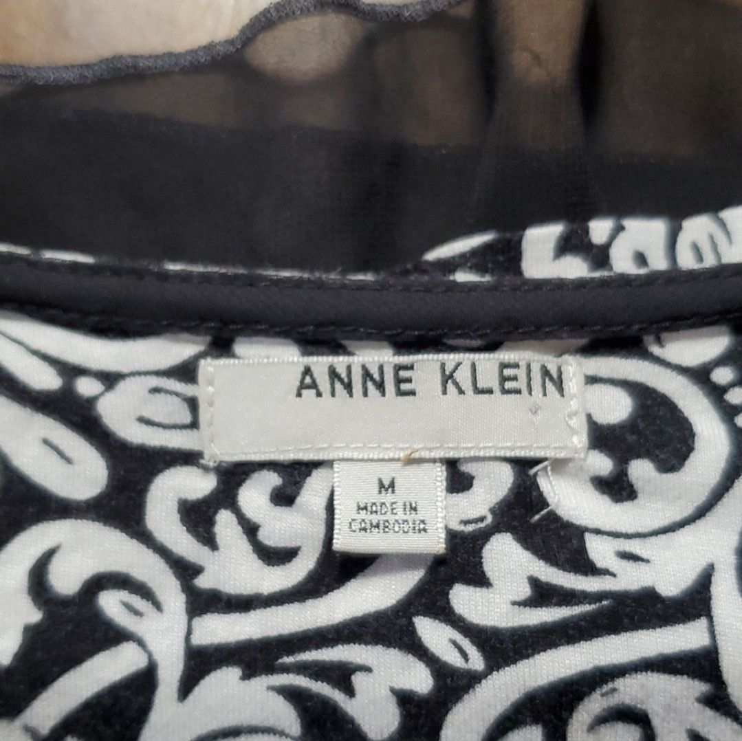 Anne Klein Anne Klein Size M/L Dress Jersey Shift Black Damask Floral Size L / US 10 / IT 46 - 9 Thumbnail