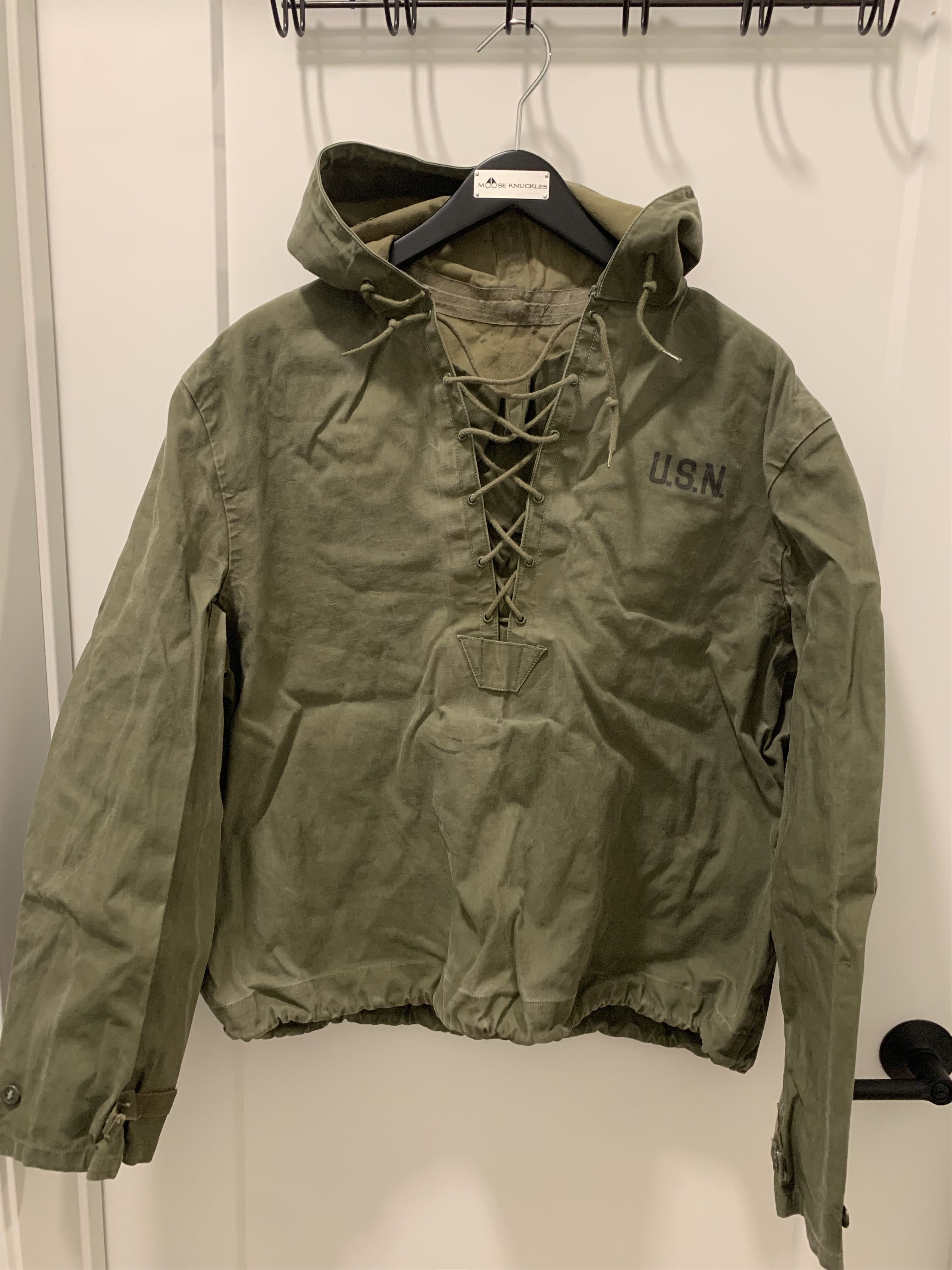 Vintage super rare vintage ww2 army hoodie usn waterproof design Size US L / EU 52-54 / 3 - 1 Thumbnail