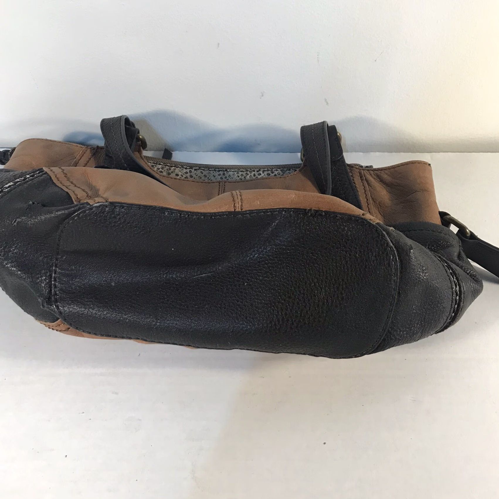 The Sak The Sak Leather Satchel Bag, Medium, Brown/Black, Casual Travel Workwear, Women Size ONE SIZE - 4 Thumbnail