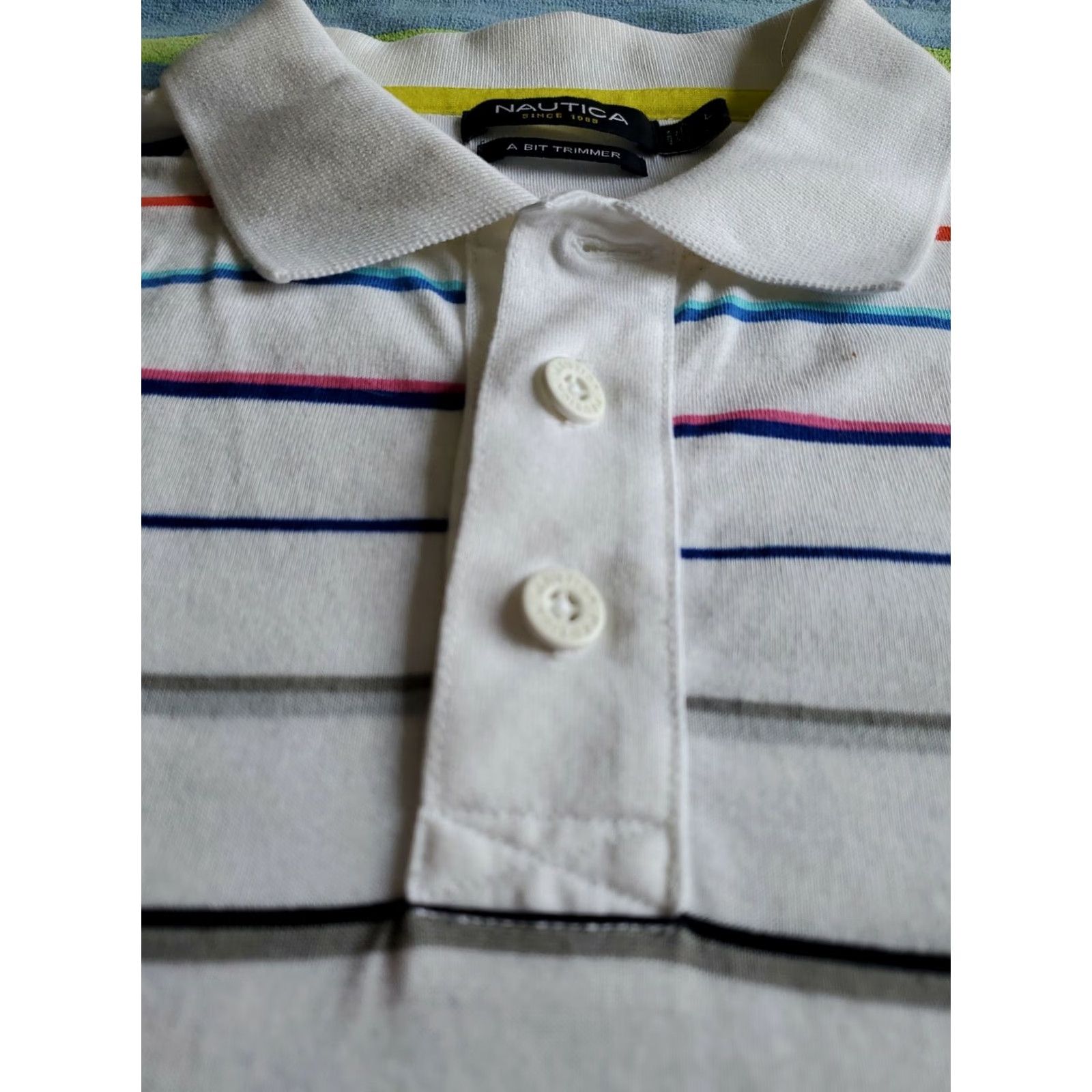 Nautica Nautica Regatta Series Polo Shirt S/S Striped Multicolor 100% Cotton Size Large Men Shirt Polo Regatta Series 90s Size US L / EU 52-54 / 3 - 6 Thumbnail
