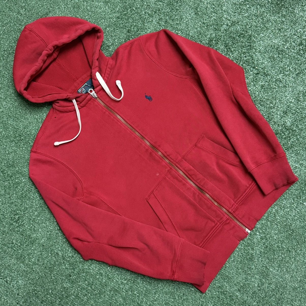 Polo Ralph Lauren Vintage Y2K Polo Ralph Lauren Waffle Knit Hoodie All Red Size US S / EU 44-46 / 1 - 1 Thumbnail