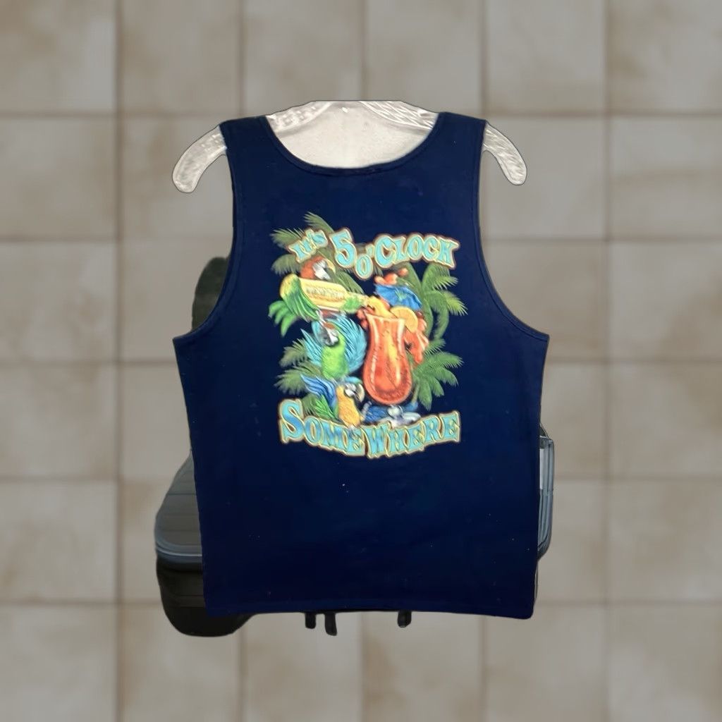 Vintage VINTAGE Margaritaville Tank Top Shirt Adult Medium Blue Graphic Print 2000s Beach Music Men's Size US M / EU 48-50 / 2 - 1 Thumbnail