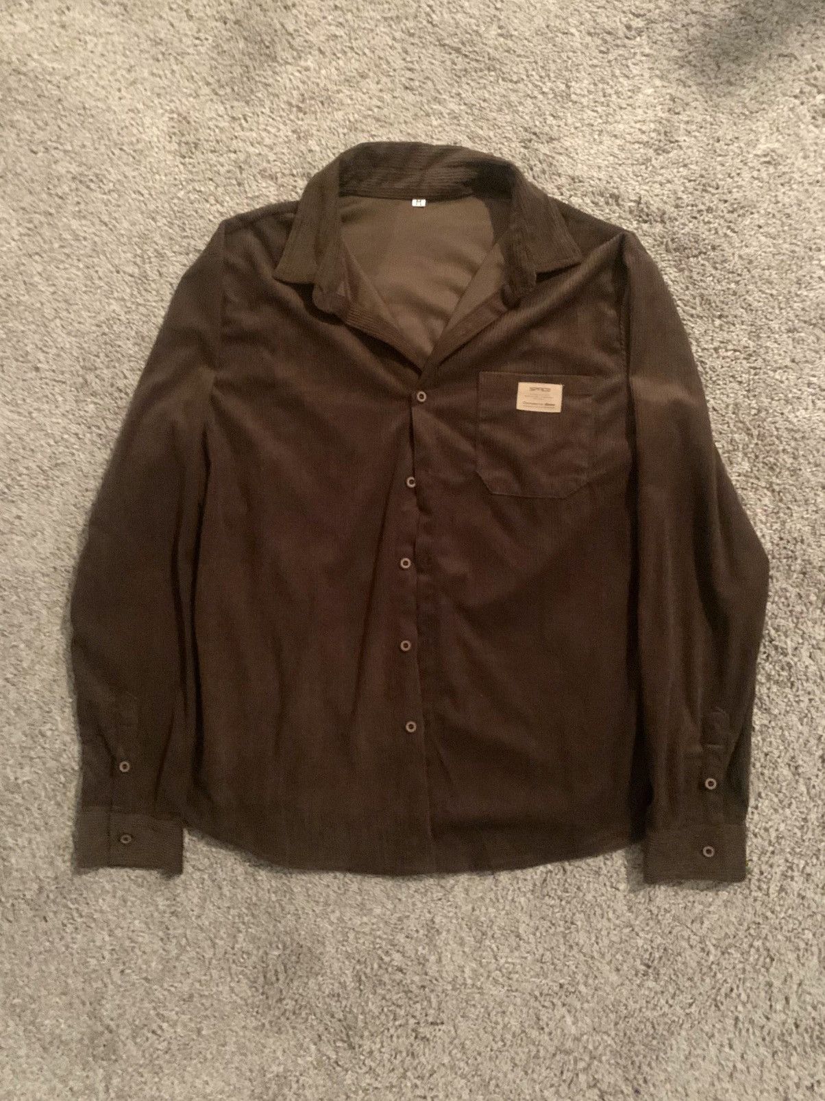 Vintage Corduroy Solid Shirt Coffee Brown Size US M / EU 48-50 / 2 - 1 Thumbnail