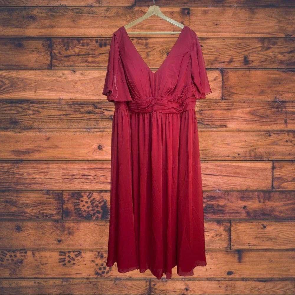 Other Lavetir A-Line V-Neck Half Sleeves Split Side Chiffon Mulber Size 4XL / US 24-26 - 3 Thumbnail