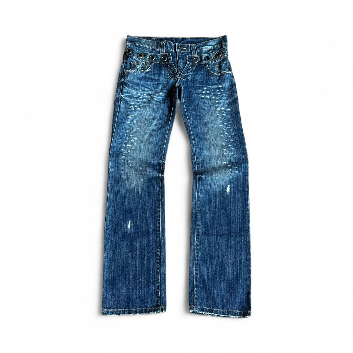 Tornado Mart Y2K Double Waist Studded Jeans By Double Bless Size US 33 - 1 Thumbnail