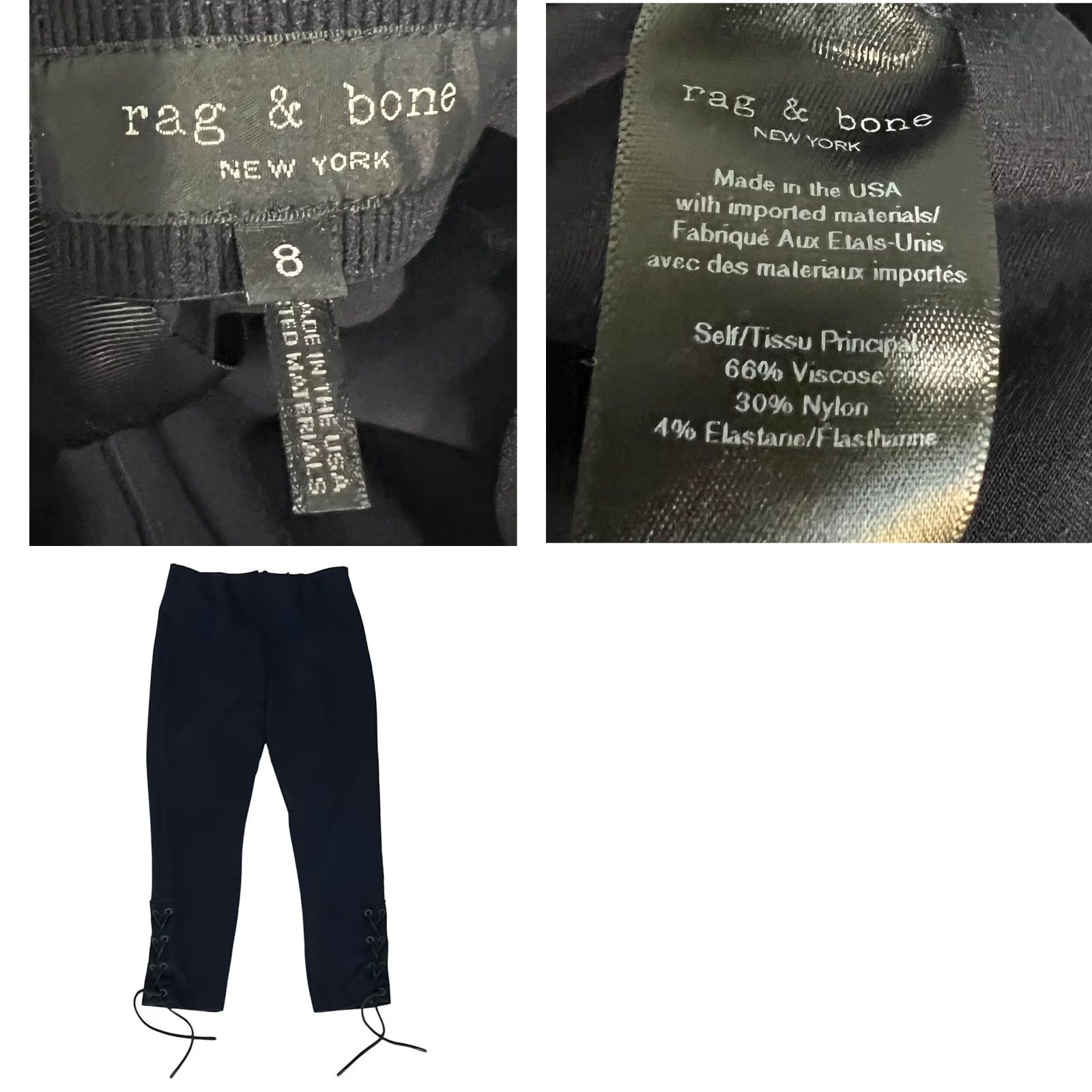 Rag & Bone rag & bone Riding Pants Simone Lace Up Ankle Navy Blue Viscose Stretch Sz 8 Size 30" / US 8 / IT 44 - 8 Thumbnail