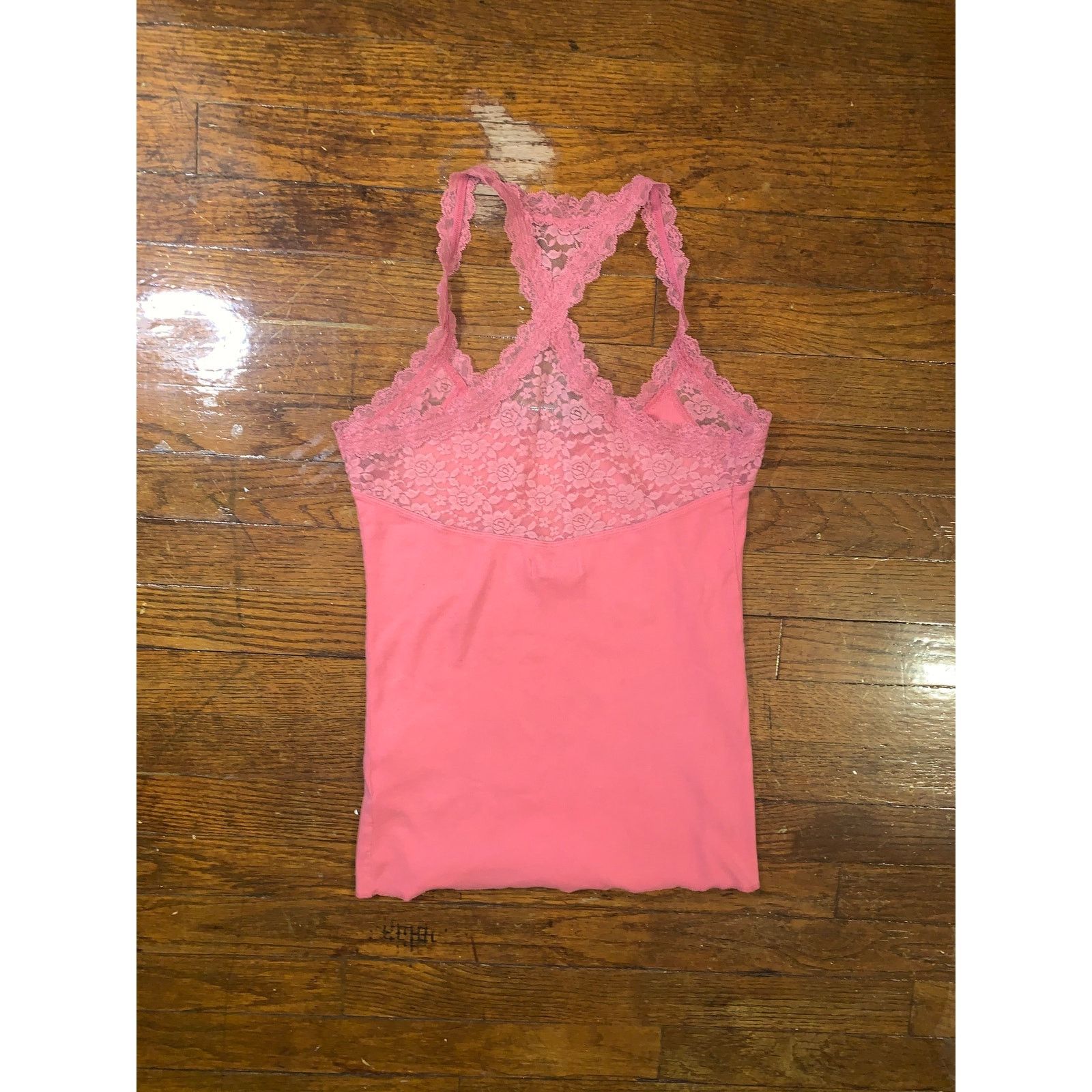 Abercrombie & Fitch Abercrombie & Fitch Pink Lace Trim Tank Top Large Y2K Cami Size L / US 10 / IT 46 - 3 Thumbnail