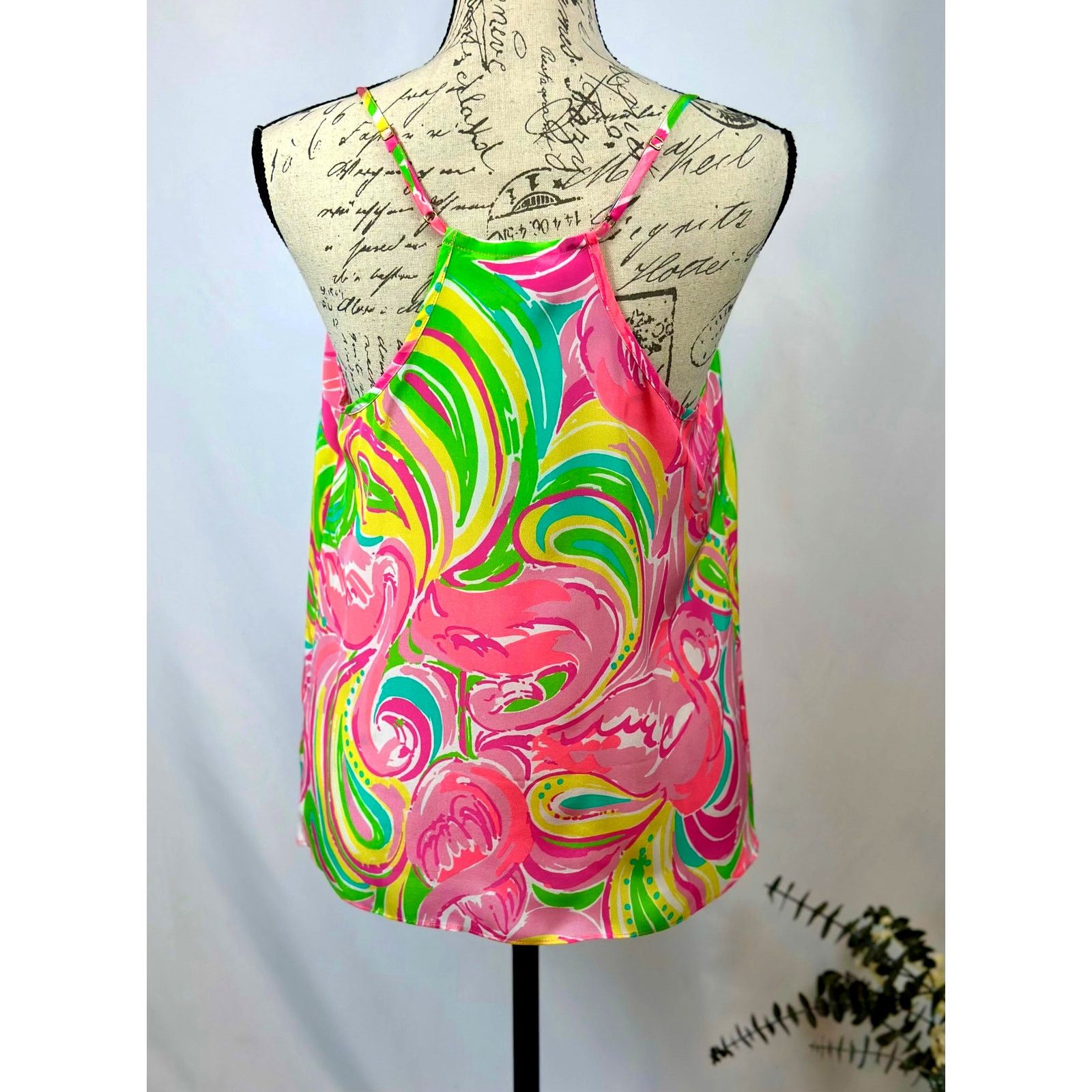Lilly Pulitzer Lilly Pulitzer Dusk Racer Back Cami 100% Silk Flamingo M Size M / US 6-8 / IT 42-44 - 14 Thumbnail