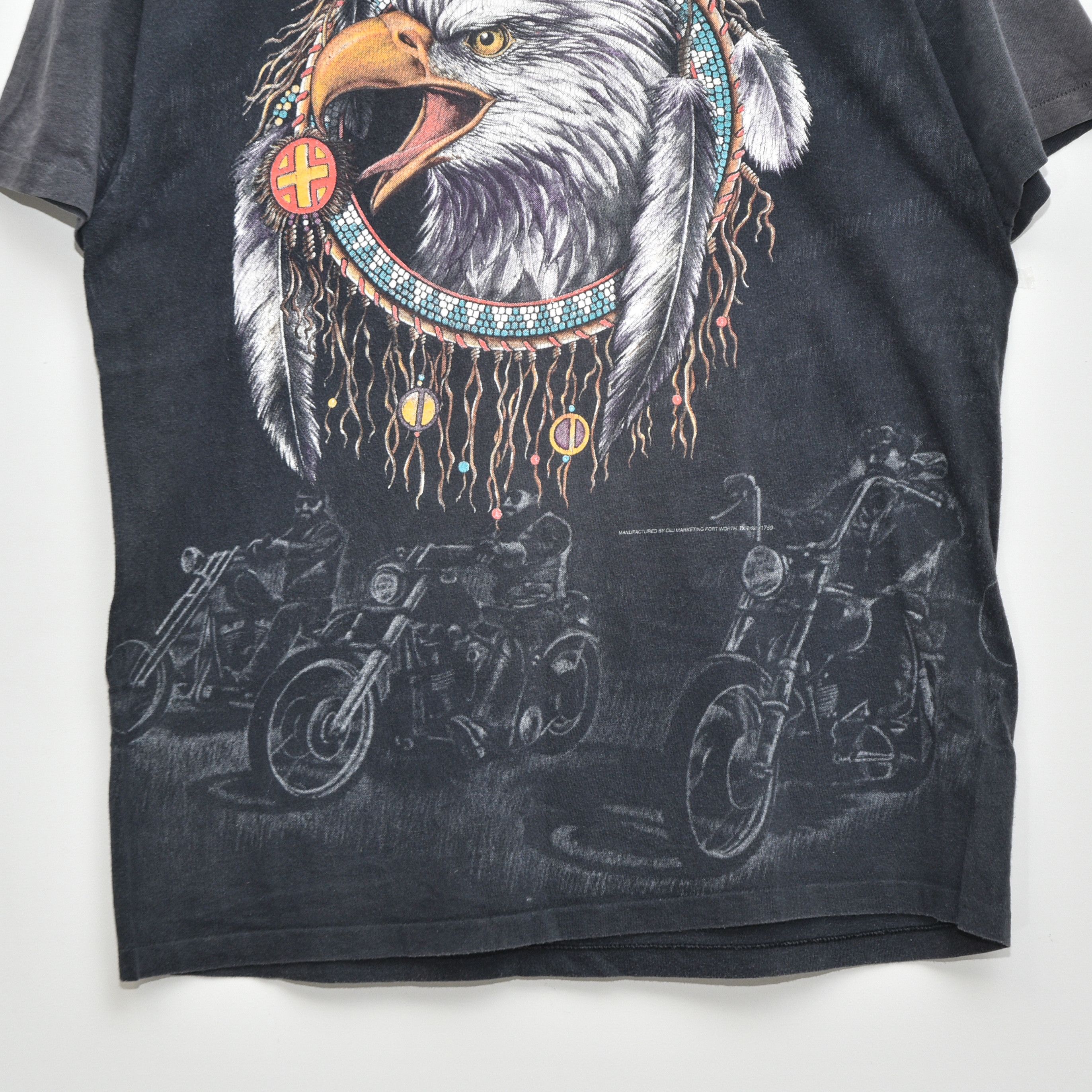 Vintage Vintage 1993 CMJ Bikers Eagle USA Thunder Faded Tee Y2K Size US L / EU 52-54 / 3 - 3 Thumbnail