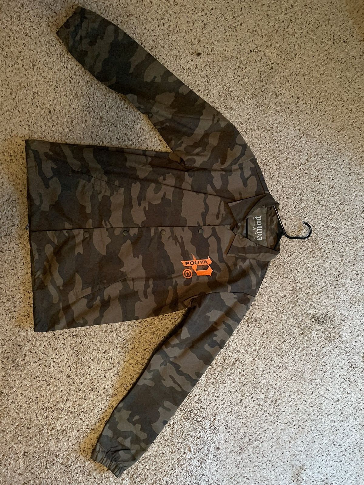 image of Pouya Uicideboy Merch Pouya Camo Rain Jacket in Green, Men's (Size Medium)