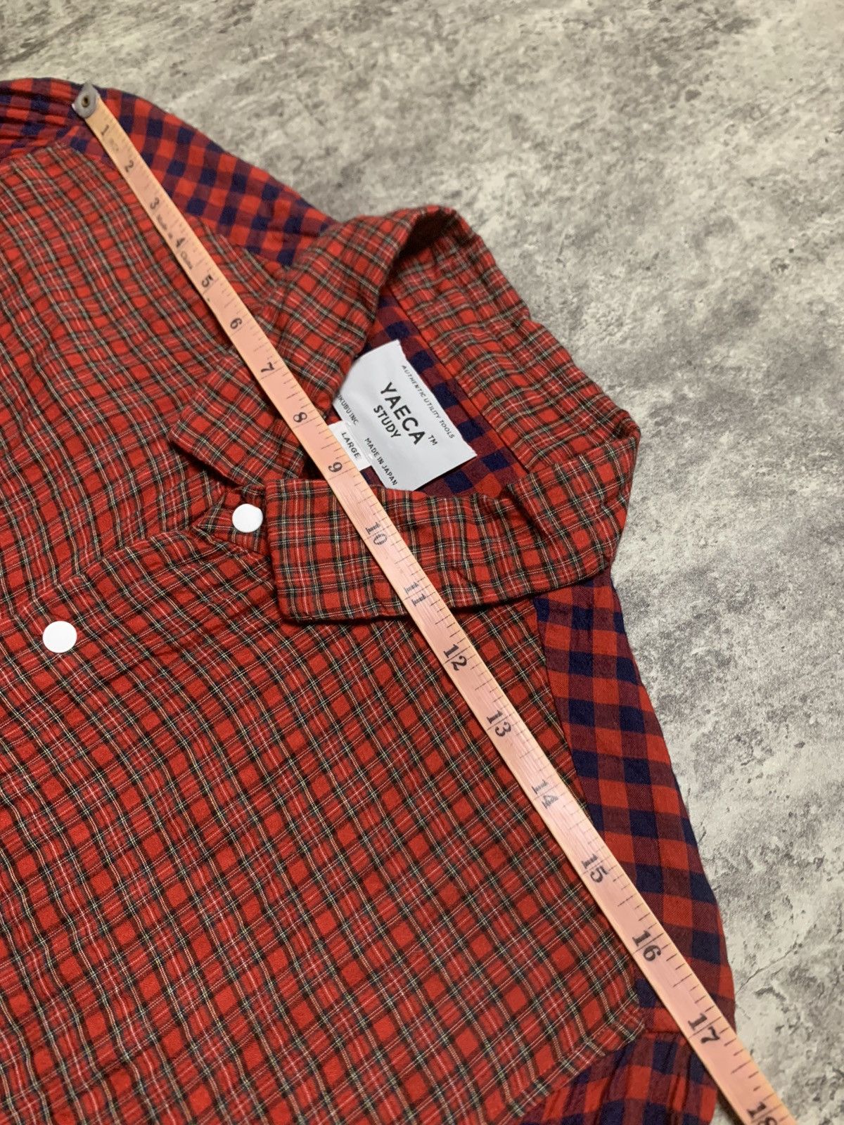 Comme des Garcons Yaeca Study Japanese Multi Checkered Snap Button Up Size US L / EU 52-54 / 3 - 11 Thumbnail