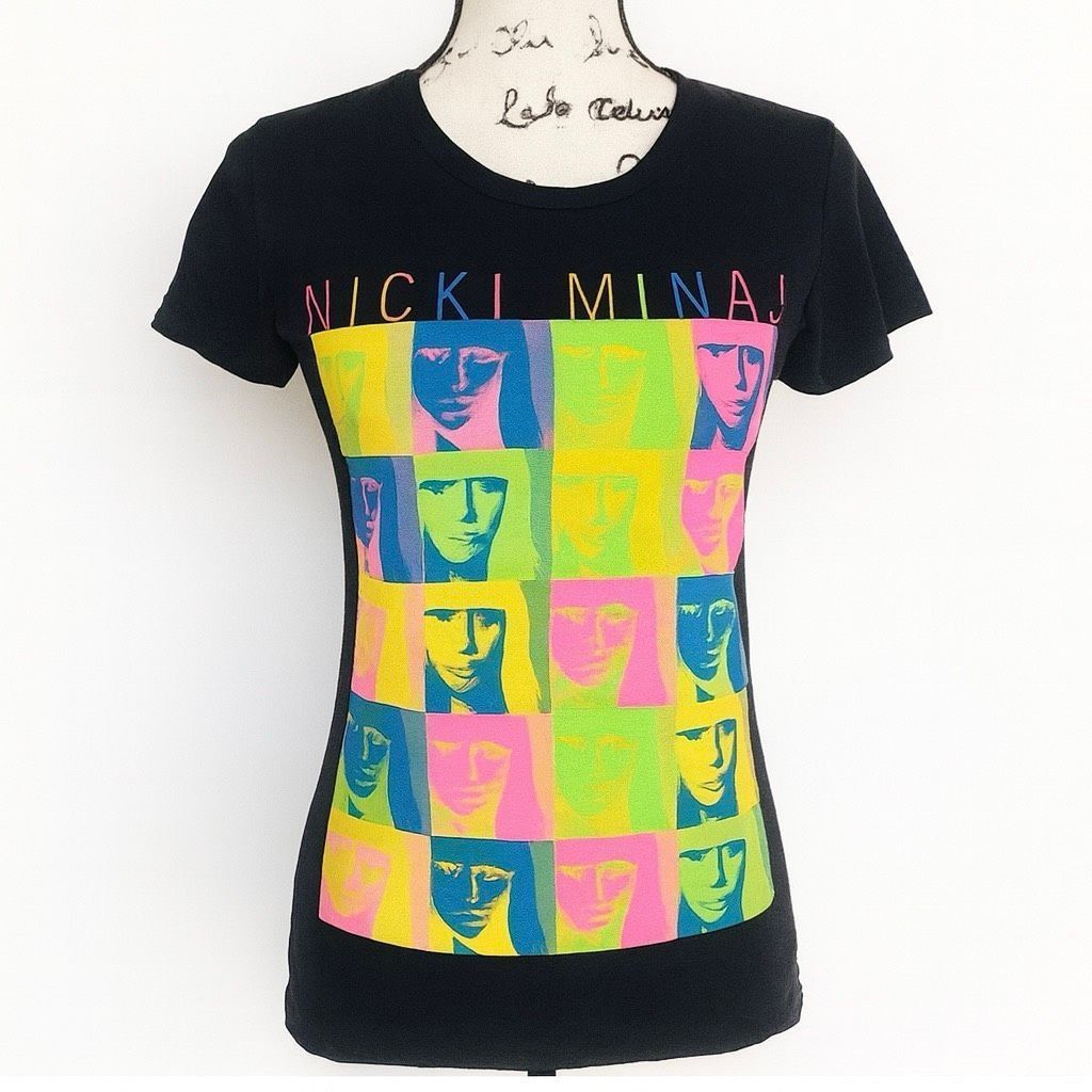 Other Nicki Minaj Pop Art Graphic T-Shirt | Black Multicolor Tee | Size M / US 6-8 / IT 42-44 - 1 Thumbnail