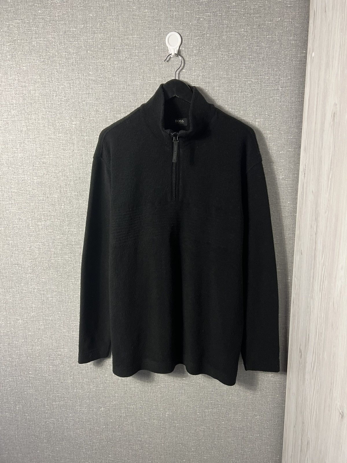 Hugo Boss × Vintage Vintage HUGO BOSS 1/4 Zip Pullover Wool & Acrylic & Nylon Size US L / EU 52-54 / 3 - 1 Thumbnail