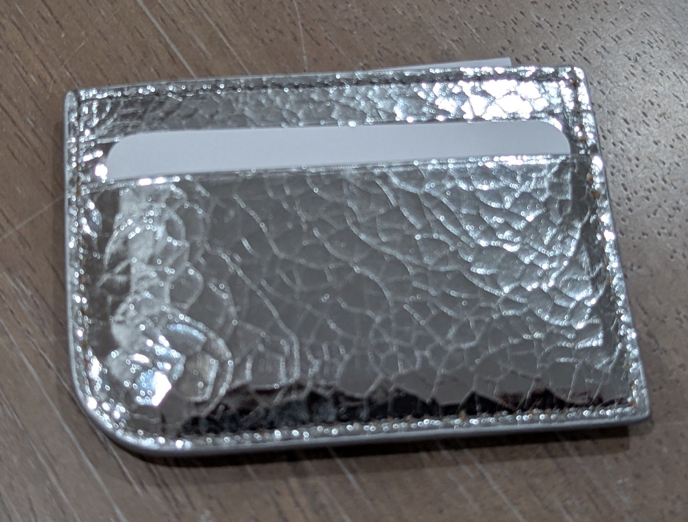 Alexander McQueen Alexander McQueen Logo Leather Card Case Card Holder Silver Size ONE SIZE - 2 Thumbnail