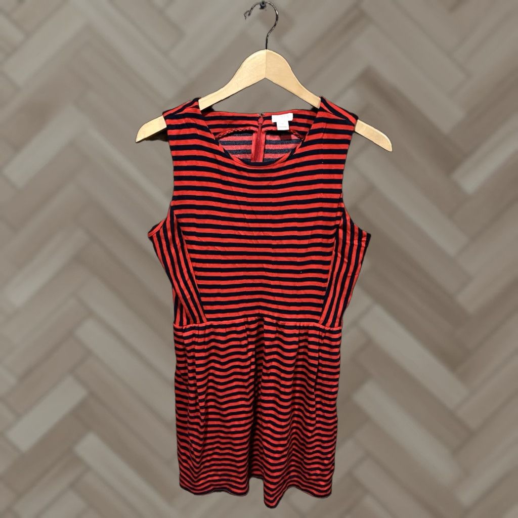 J.Crew J.CREW Womens Red Striped Sleeveless Slip Dress Size M Skinny Knee Length Slip Dress Womens M Red Striped Sleeveless Dress Size M / US 6-8 / IT 42-44 - 1 Thumbnail
