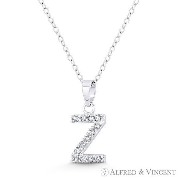 Other Initial "Z" CZ Crystal Pendant w/ Cable Chain Necklace Size ONE SIZE - 1 Preview