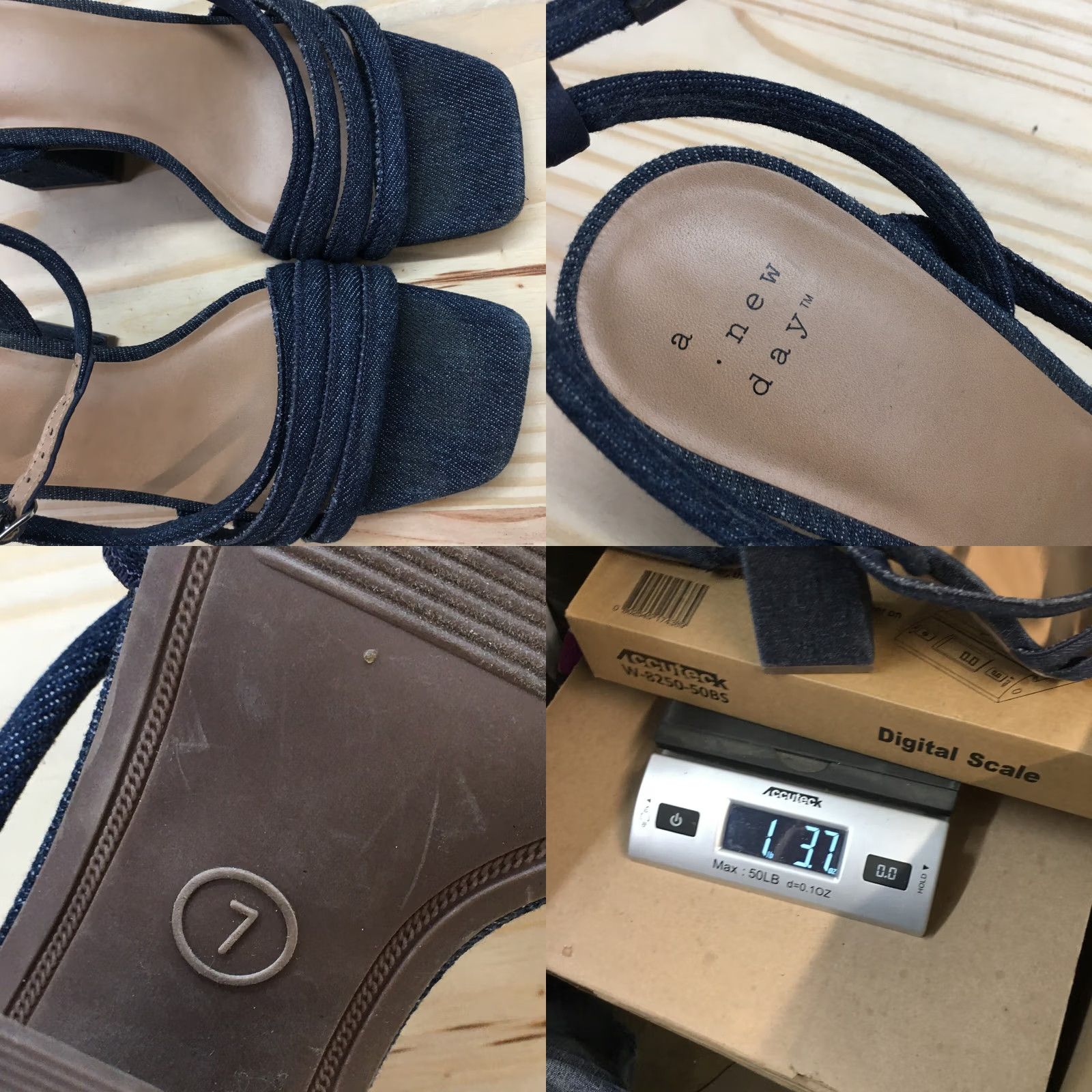 Vintage A New Day Sandals Womens 7 Katana Gladiator Blue Denim Ankle Strap Block Heels Size US 7 / IT 37 - 9 Thumbnail