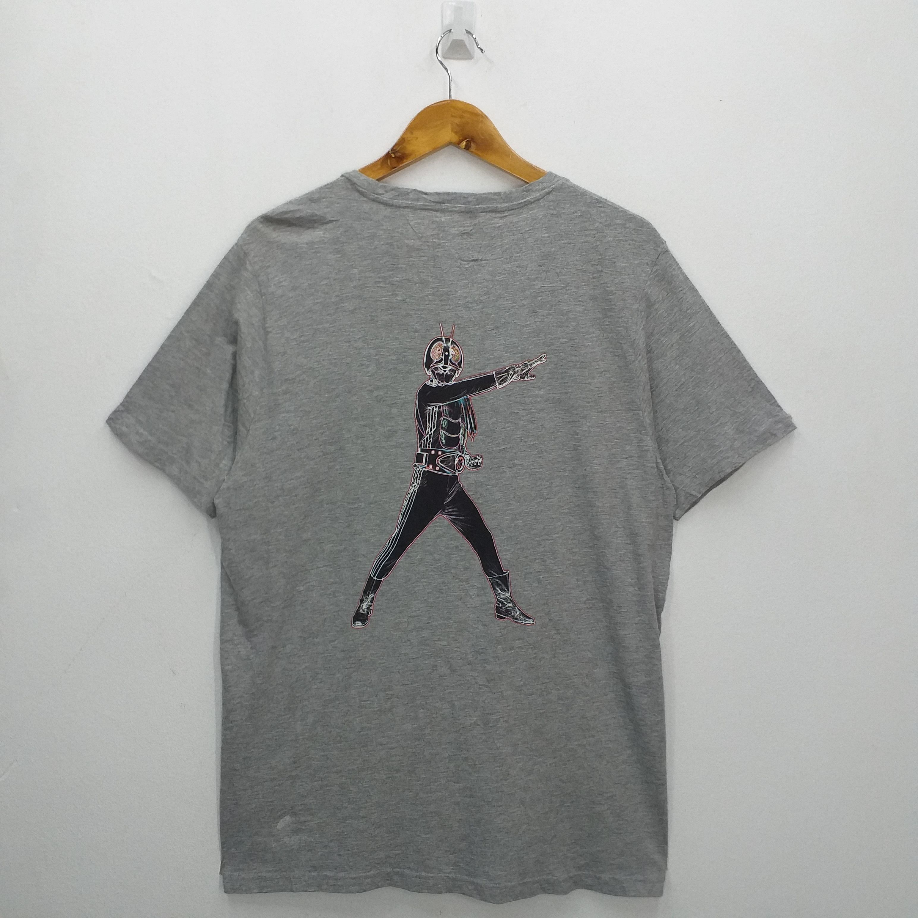 image of Anima x Vintage Japanese Masked Kamen Rider T-Shirt -E017 in Grey, Men's (Size XL)