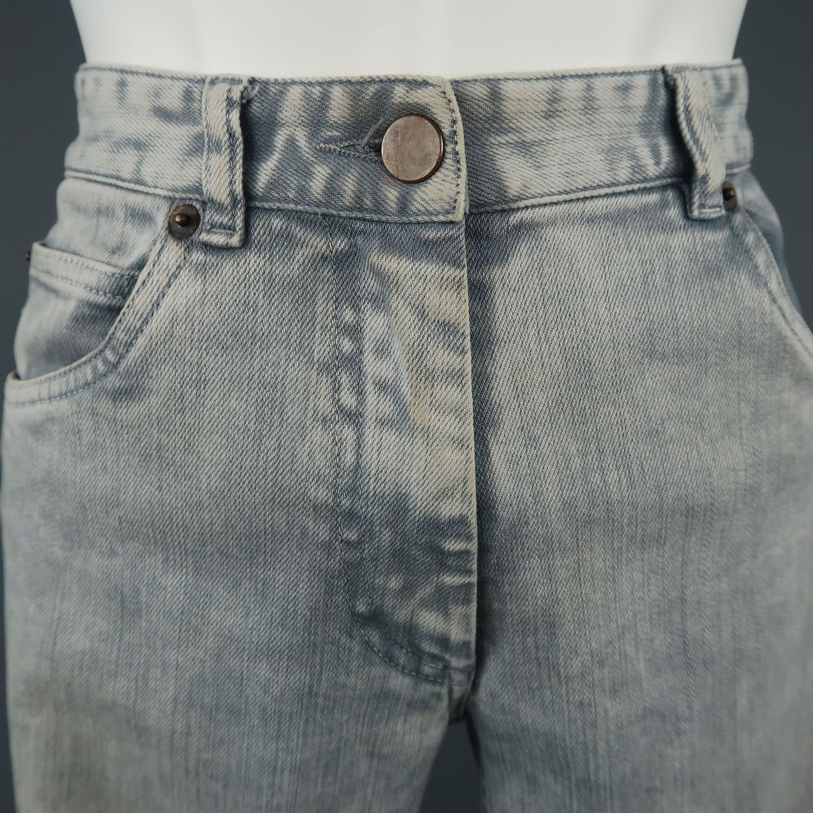 Maison Margiela Size 6 Light Grey Acid Wash Skinny Jeans Size 28" / US 6 / IT 42 - 4 Thumbnail