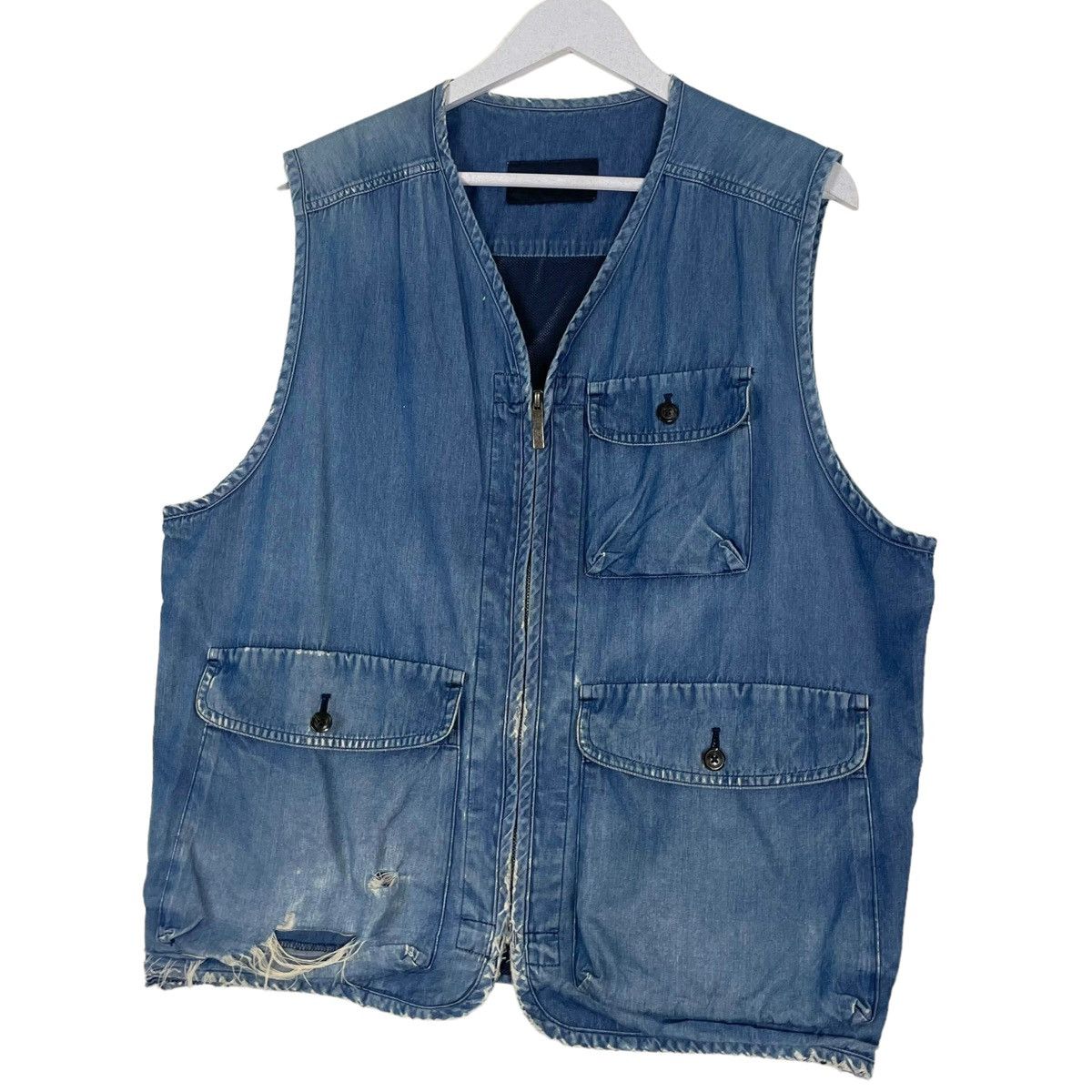 Burberry × Vintage 💥BURBERRY TANKTOP VEST DISTRESSED DENIM Size US L / EU 52-54 / 3 - 2 Thumbnail