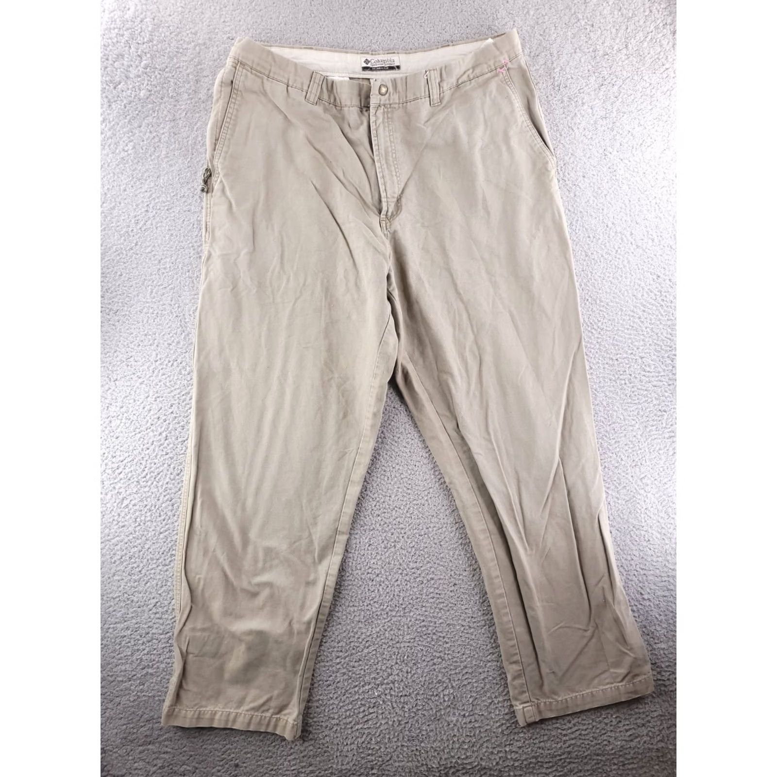 Vintage Columbia Pants Mens 36x31 Beige Cotton Canvas Relaxed Fit Chino Inseam 31 Navy? Size US 36 / EU 52 - 2 Thumbnail