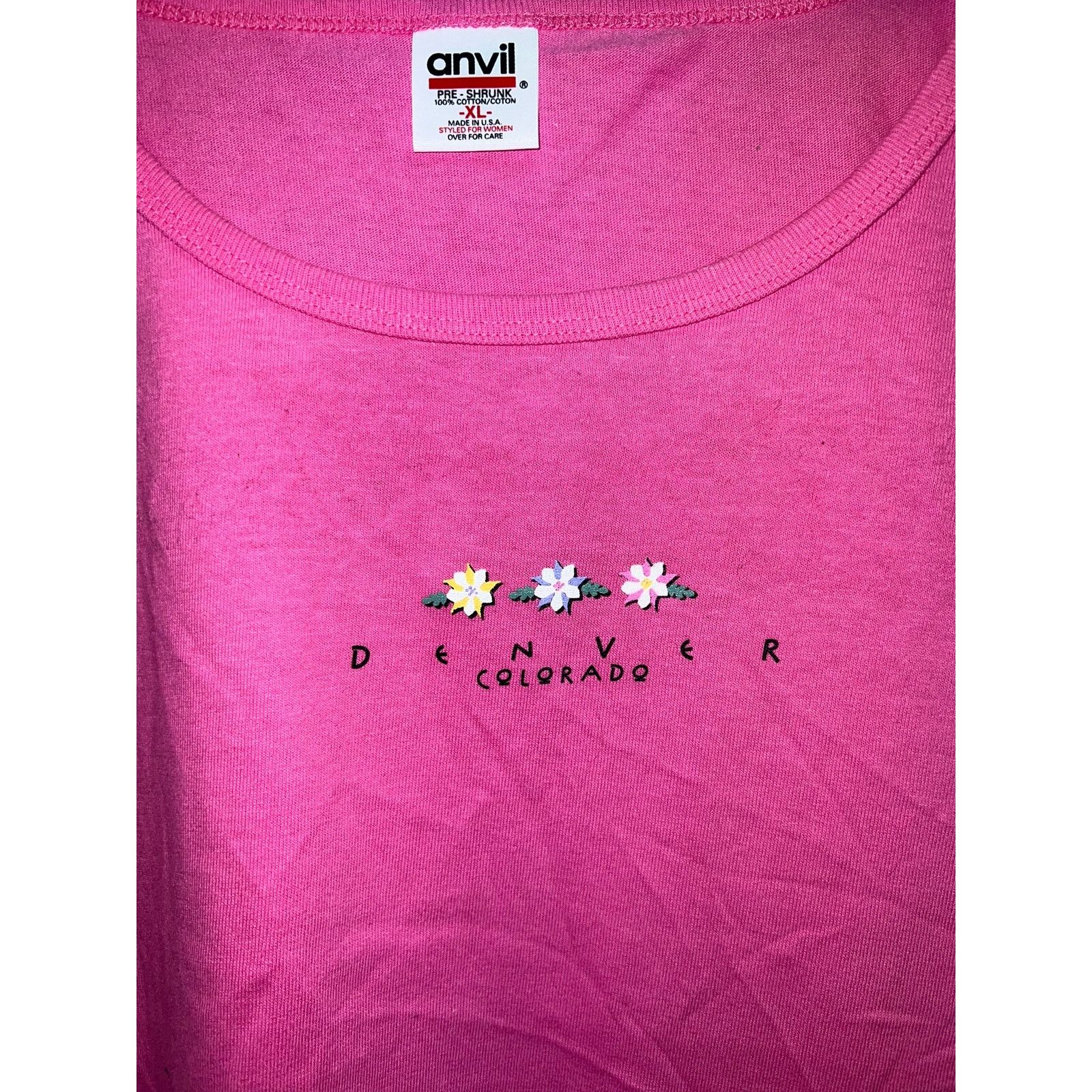 Anvil Vintage Womens Denver Top Shirt Sleeveless Tank Pink 90s XL Size XL / US 12-14 / IT 48-50 - 3 Thumbnail