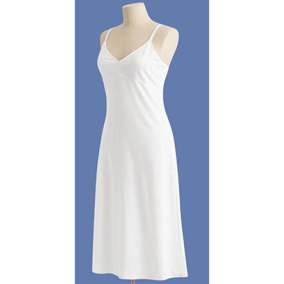 Other Vintage White Slip Dress Lace Trim Midi Lingerie S/M Size M / US 6-8 / IT 42-44 - 4 Thumbnail