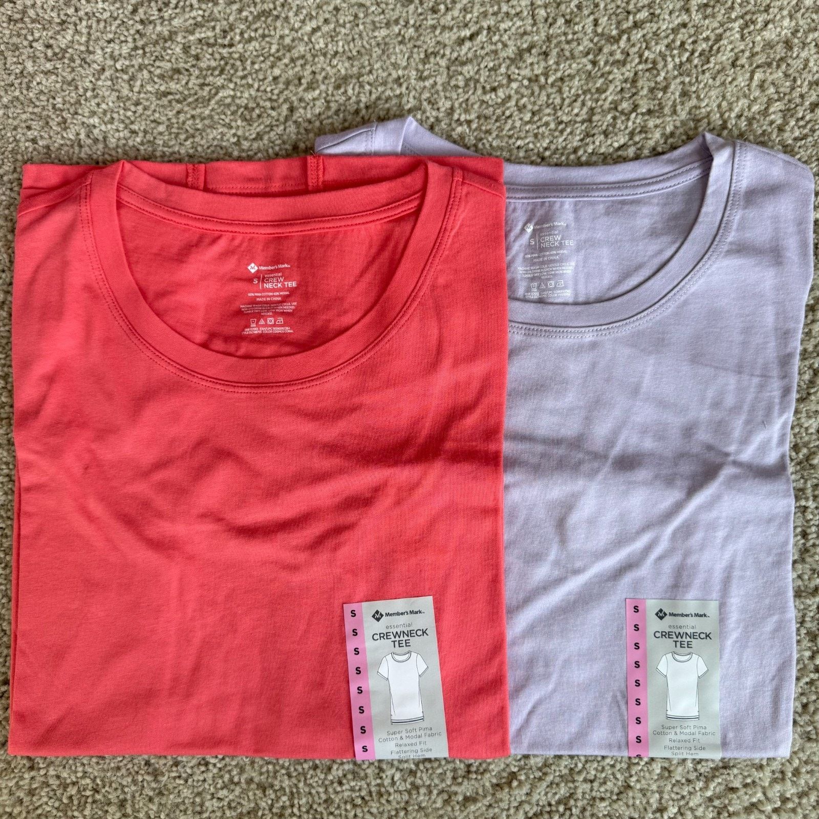 Other NWT Basic Crewneck Tee Set of 2 Small Relaxed Coral Purple Size S / US 4 / IT 40 - 1 Preview