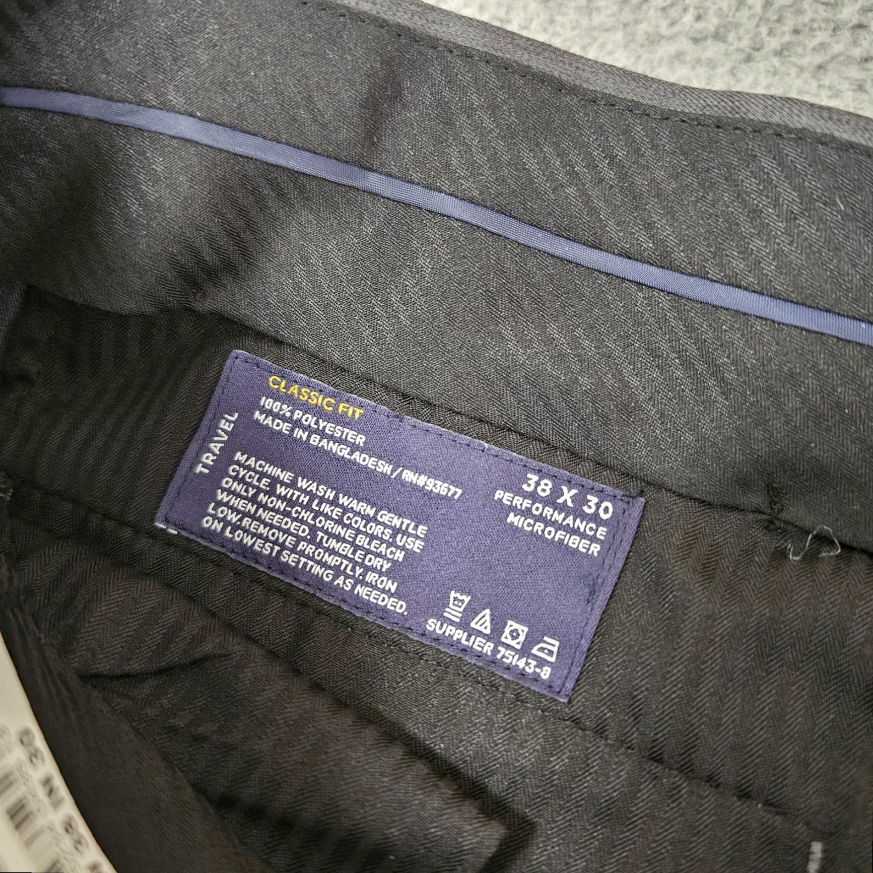 Stafford Stafford Pants Mens 38x30 Gray Travel Classic Fit Microfiber Flat Front Trouser Size US 38 / EU 54 - 4 Thumbnail