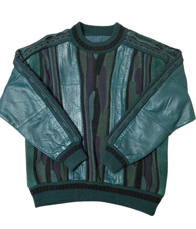 Saxony Vintage 1980’s Leather / Suede Saxony Sweater Size US S / EU 44-46 / 1 - 1 Thumbnail