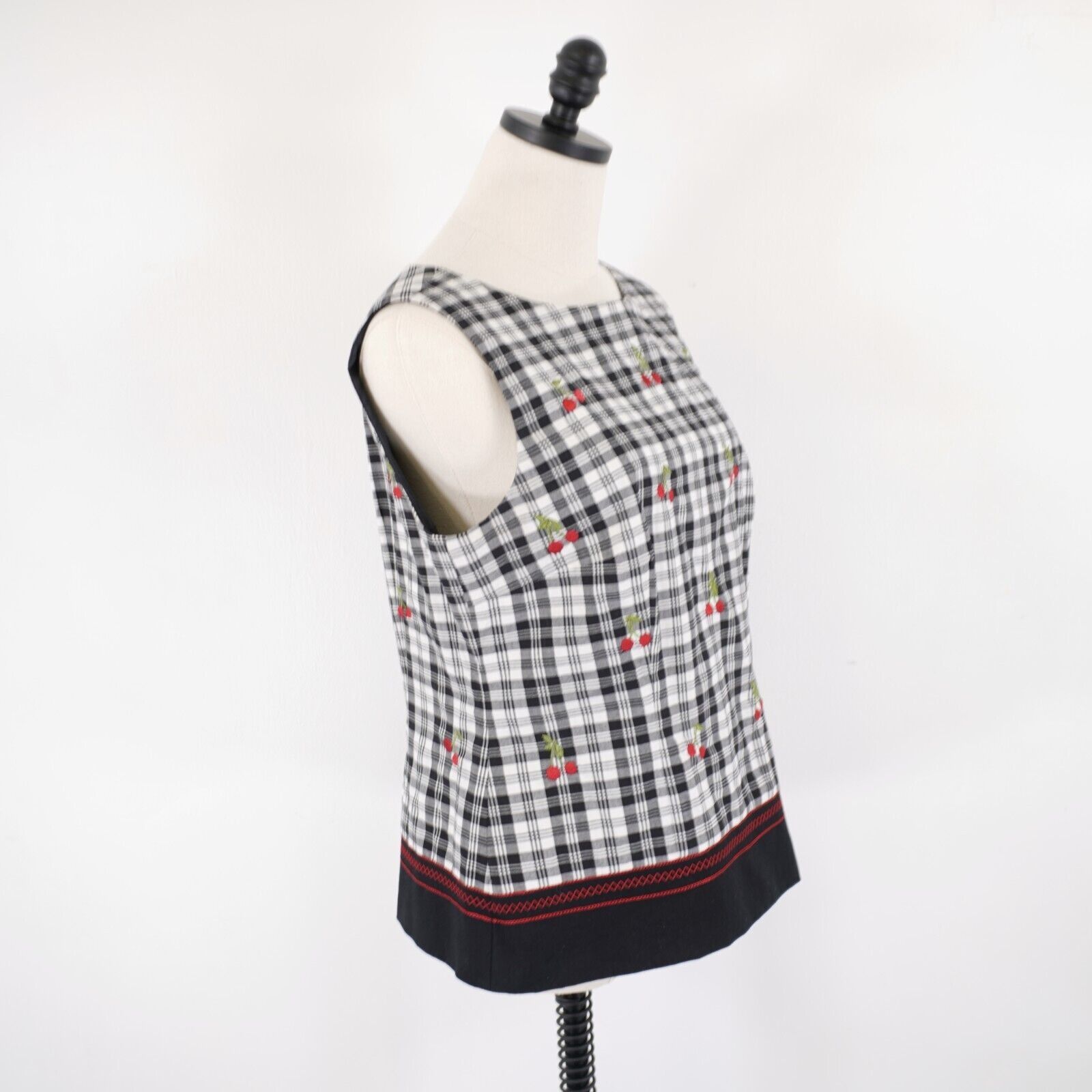Talbots Talbots Stretch Black White Plaid Cherries Sleeveless Lined Size L / US 10 / IT 46 - 7 Thumbnail