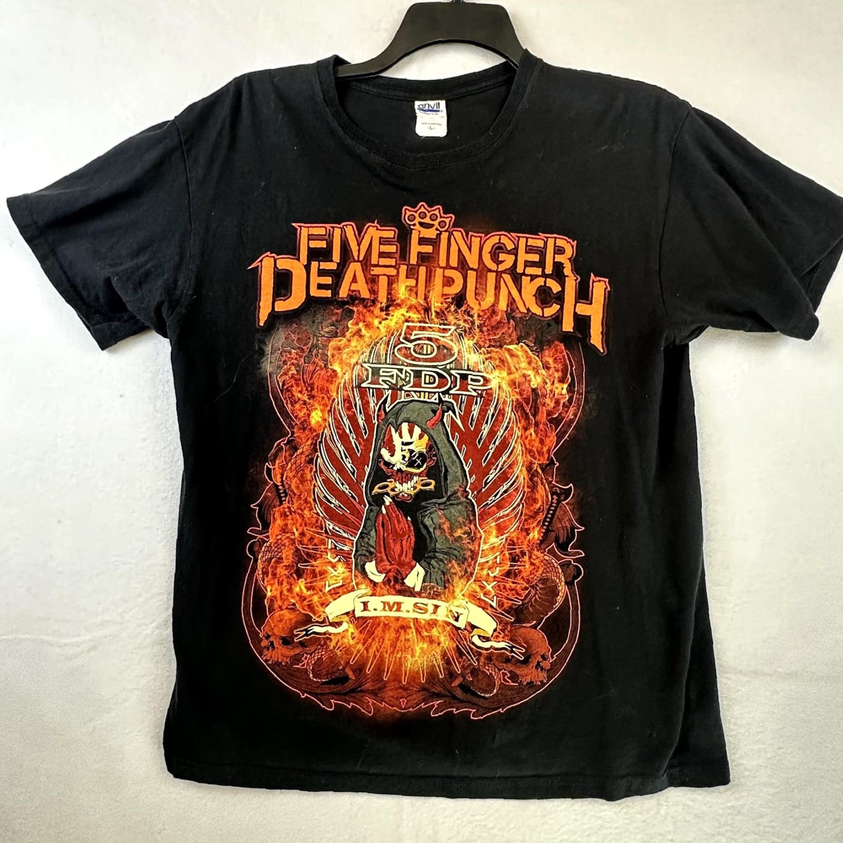 Anvil Five Finger Death Punch Shirt Mens Large Black Band Rock IMSIN Tour Tee Size US L / EU 52-54 / 3 - 4 Thumbnail