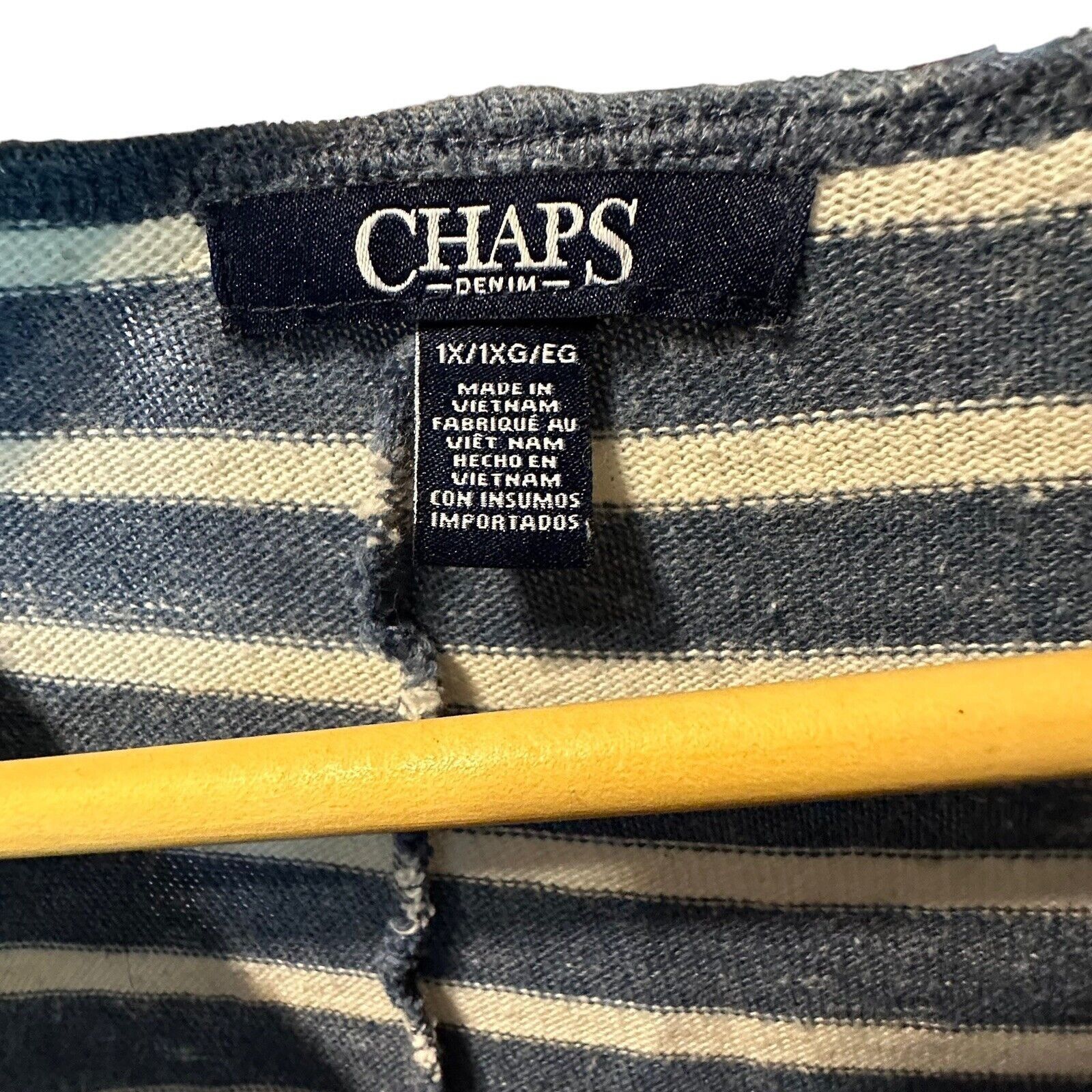 Chaps CHAPS Denim size XL Blue White Striped Pullover 3/4 Sleeve Size XL / US 12-14 / IT 48-50 - 5 Thumbnail