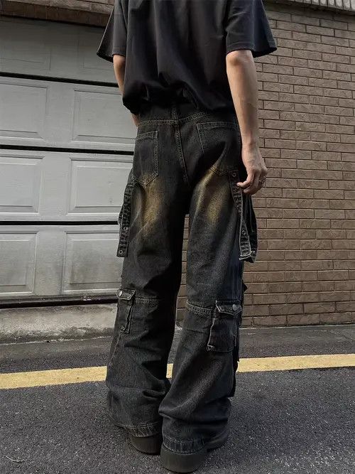 Japanese Brand MegumVintage High Street Hip Hop Multi-Pocket Jeans Size US 31 - 4 Thumbnail