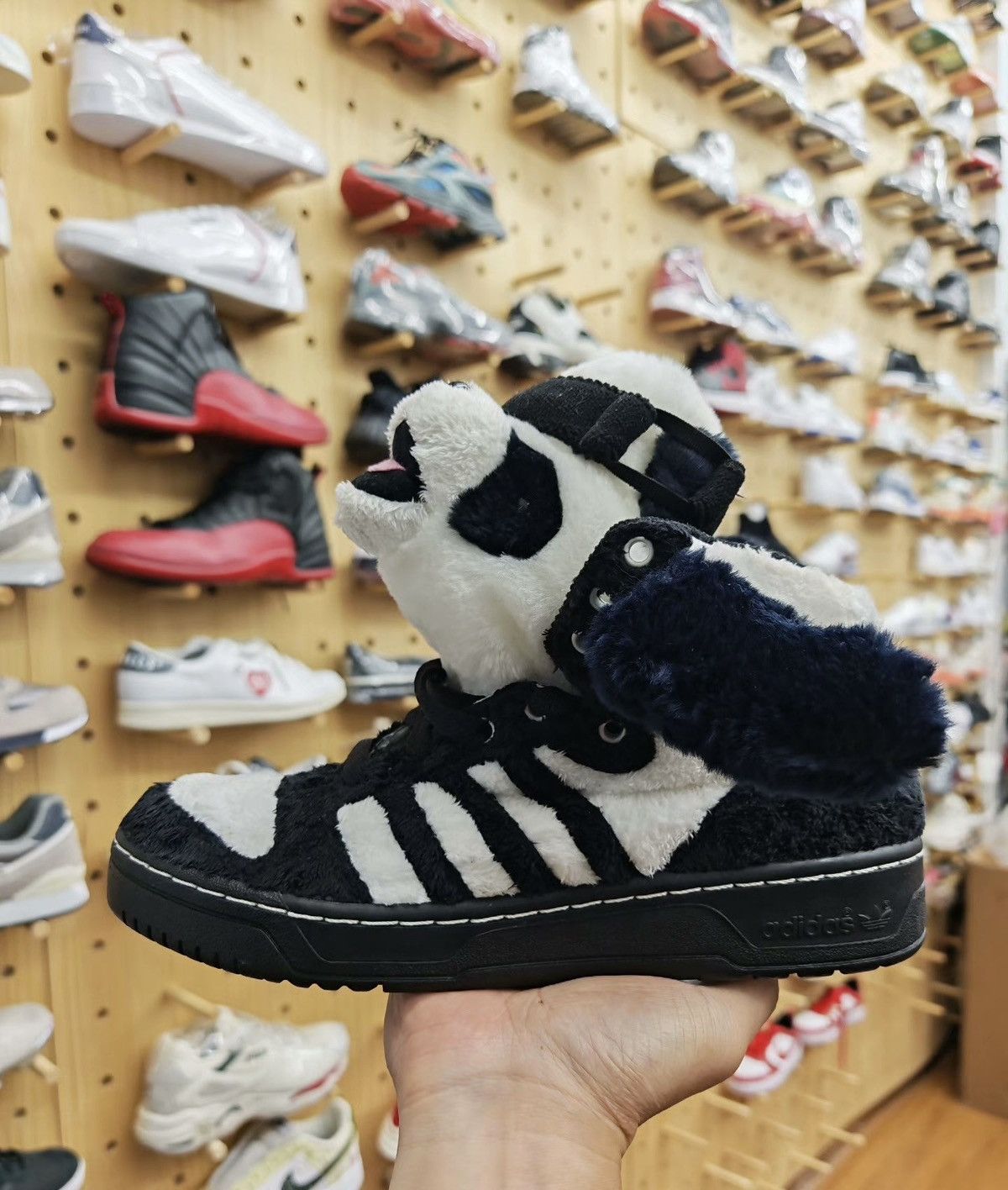 adidas gazelle silver green womens 2011 Jeremy Scott x Adidas 'Panda' High Top Sneakers – Alex Maxamenko