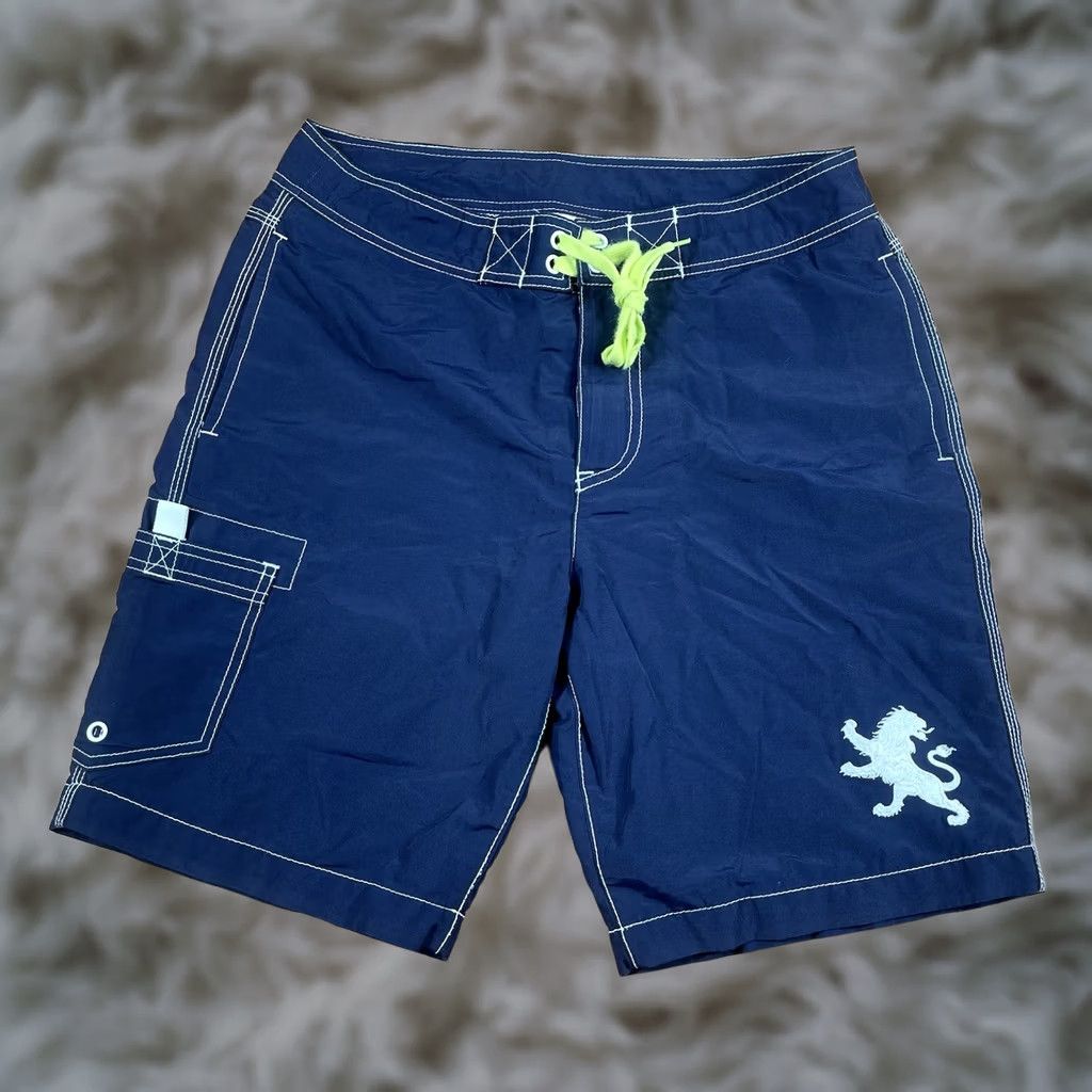 Express Express Shorts Mens 30 Navy Blue Drawstring Swim Trunks Beach Polyester Blend Nylon Polyester Size US 30 / EU 46 - 1 Thumbnail