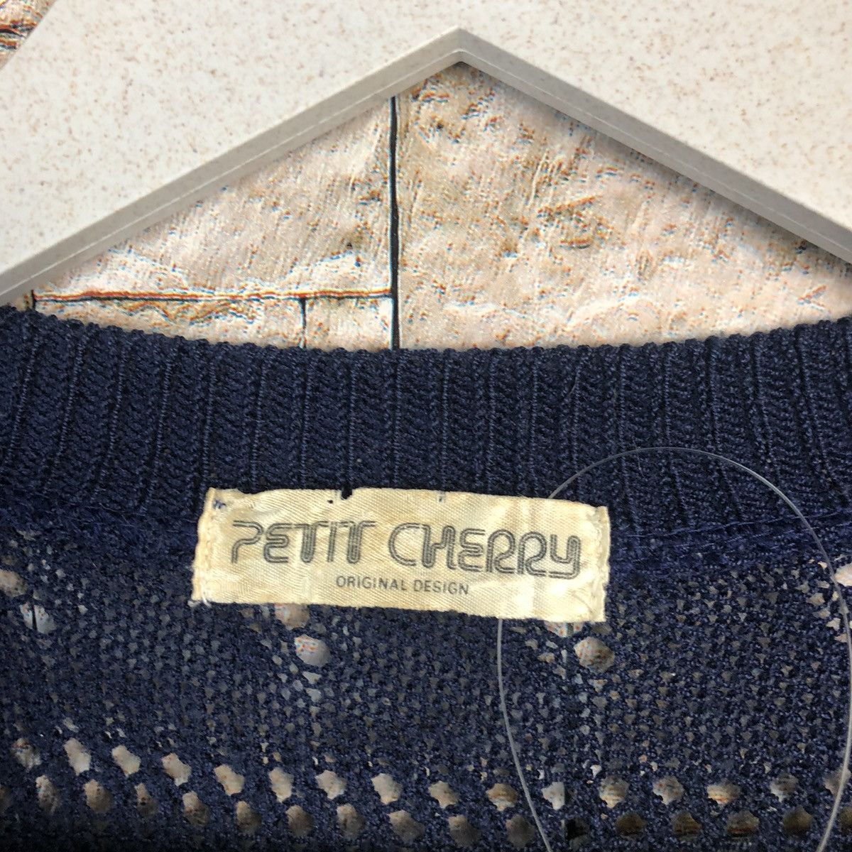 Homespun Knitwear × Japanese Brand × Vintage Detit Cherry Dark Blue Vest crochet meshnet Knitwear #A906 Size S / US 4 / IT 40 - 9 Thumbnail