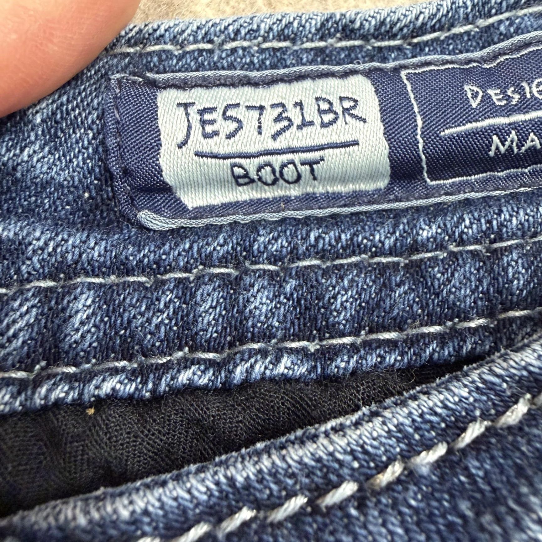 Miss Me Miss Me Jeans Womens 29 Blue Bootcut Sequin Rhinestone Flap Pockets JES731BR Size 29" - 5 Thumbnail