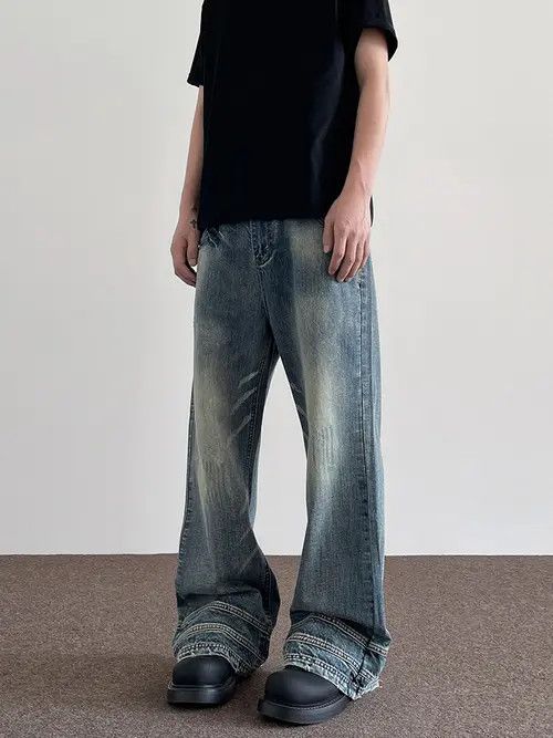 VIBE Blue Stacked Denim Jeans, Flared Baggy Jeans Size US 32 / EU 48 - 5 Thumbnail