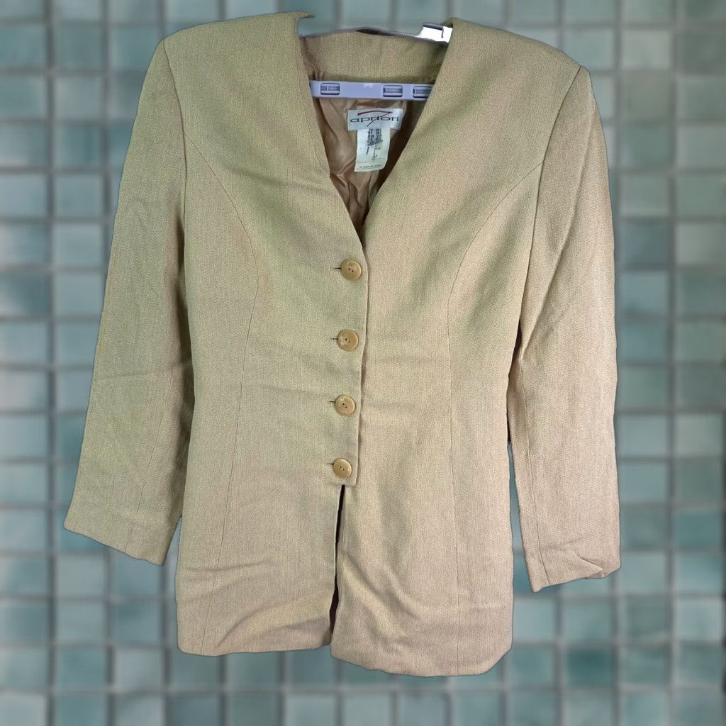 Vintage VINTAGE Apriori Textured Shawl Blazer Womens Size 6 Beige 90s Designer Size M / US 6-8 / IT 42-44 - 1 Thumbnail