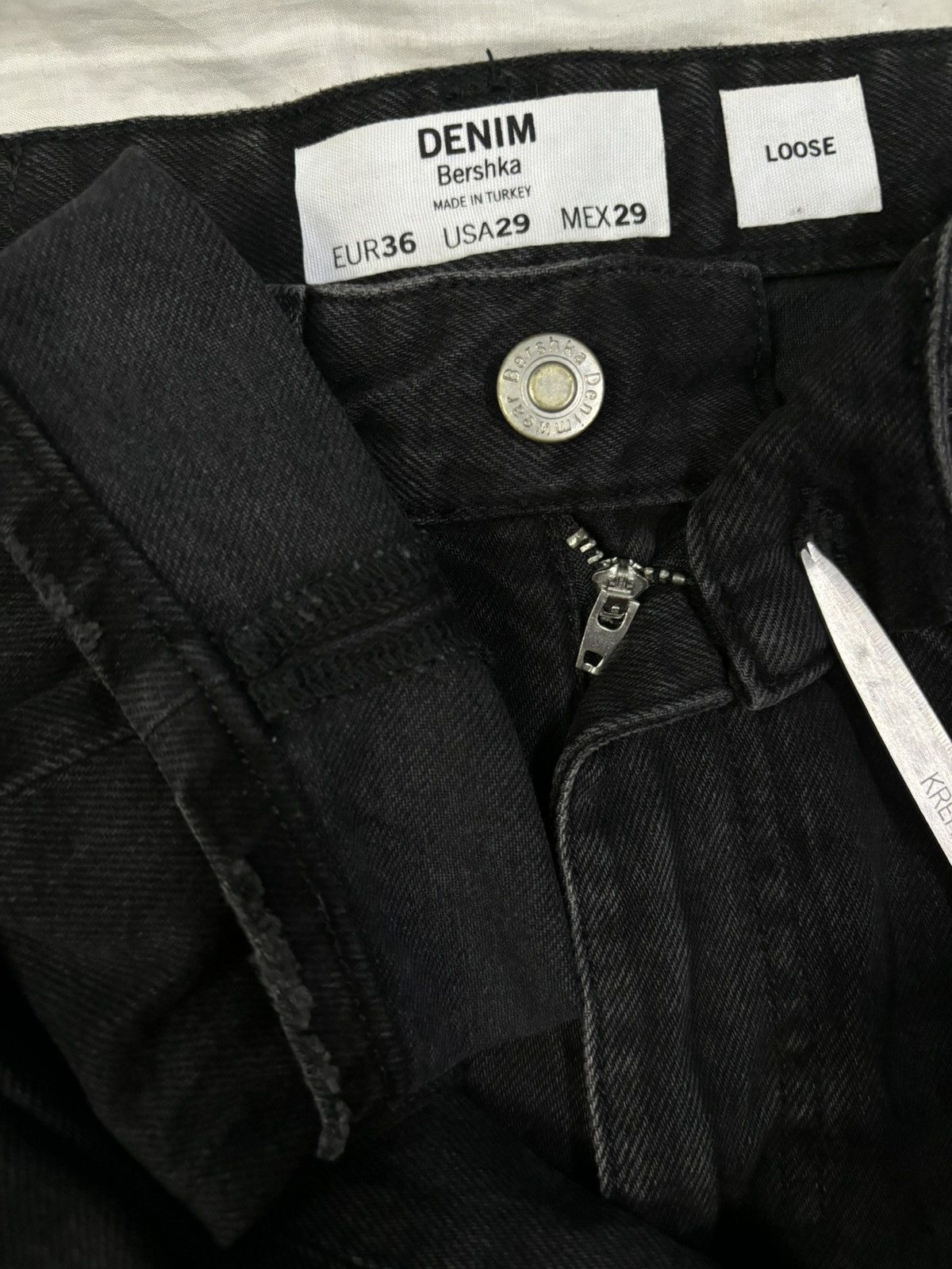 JNCO Bershka Black Faded Baggy Tapered Distressed Grunge Jeans Size US 30 / EU 46 - 20 Thumbnail