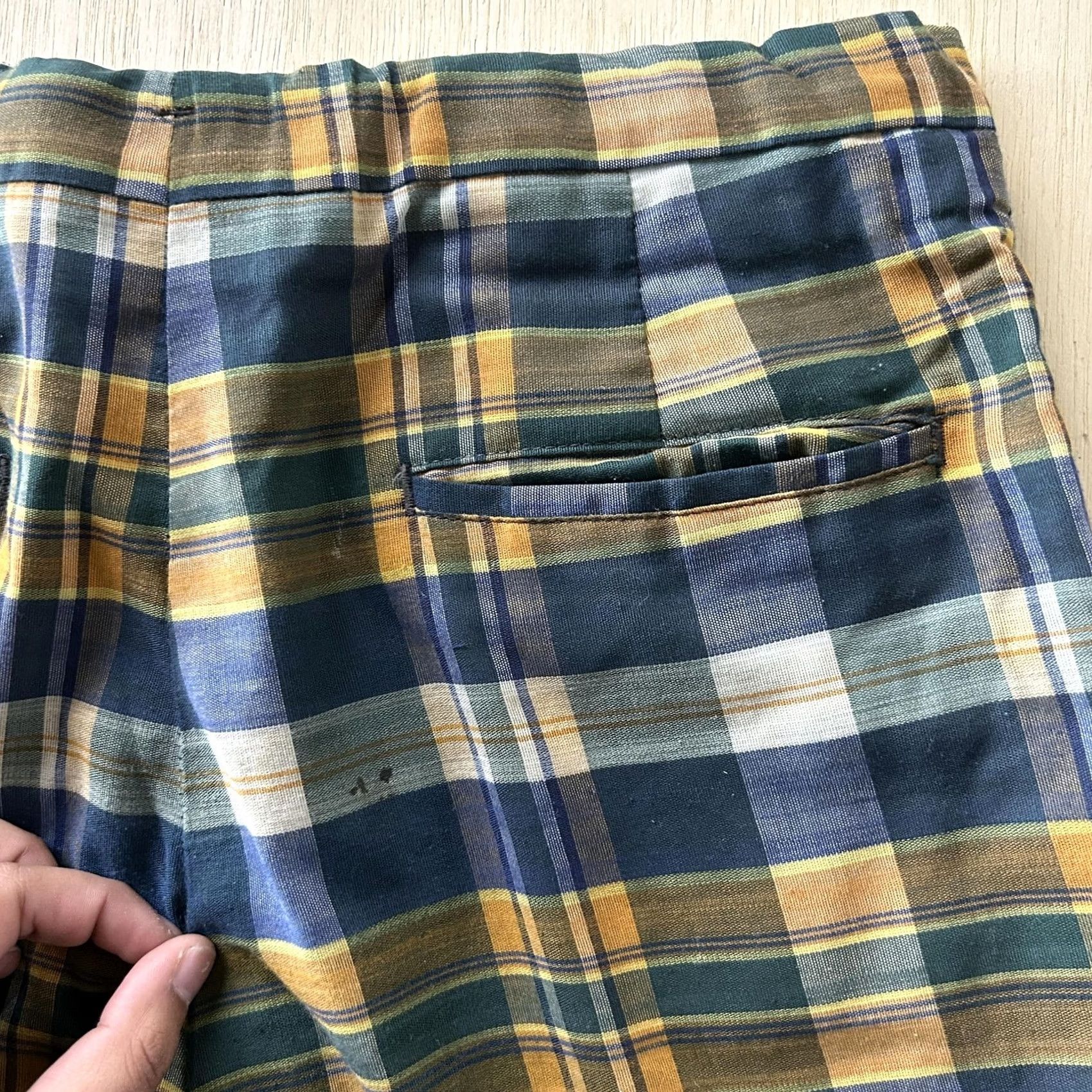 Vintage Vintage 80s Chino Shorts Mens 28 Blue Plaid Flat Front 8" Inseam Casual Summer Size US 28 / EU 44 - 3 Thumbnail