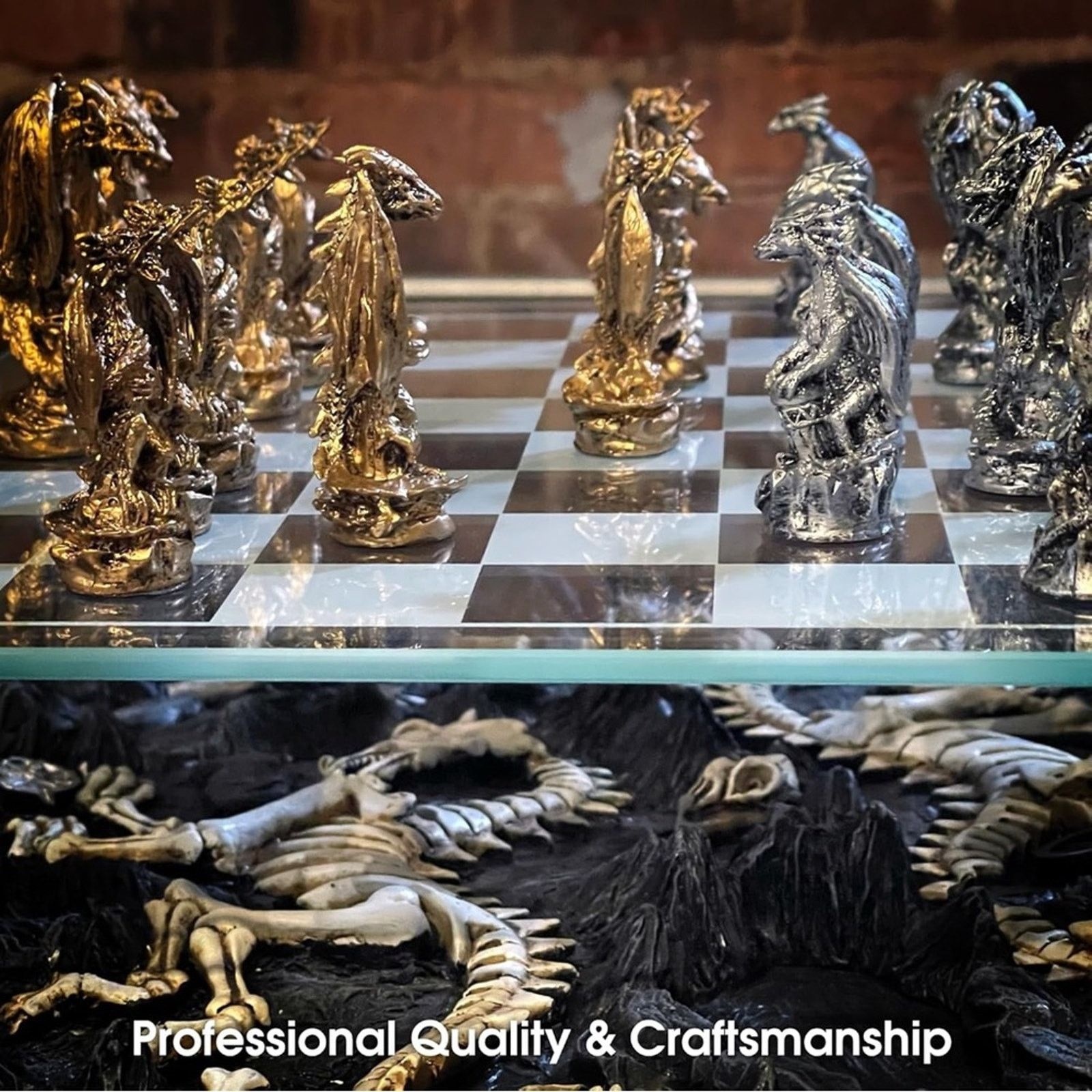 Other Chess Set Base 3D Dragons Fantasy Glass Board - 4 SETS Size ONE SIZE - 4 Thumbnail