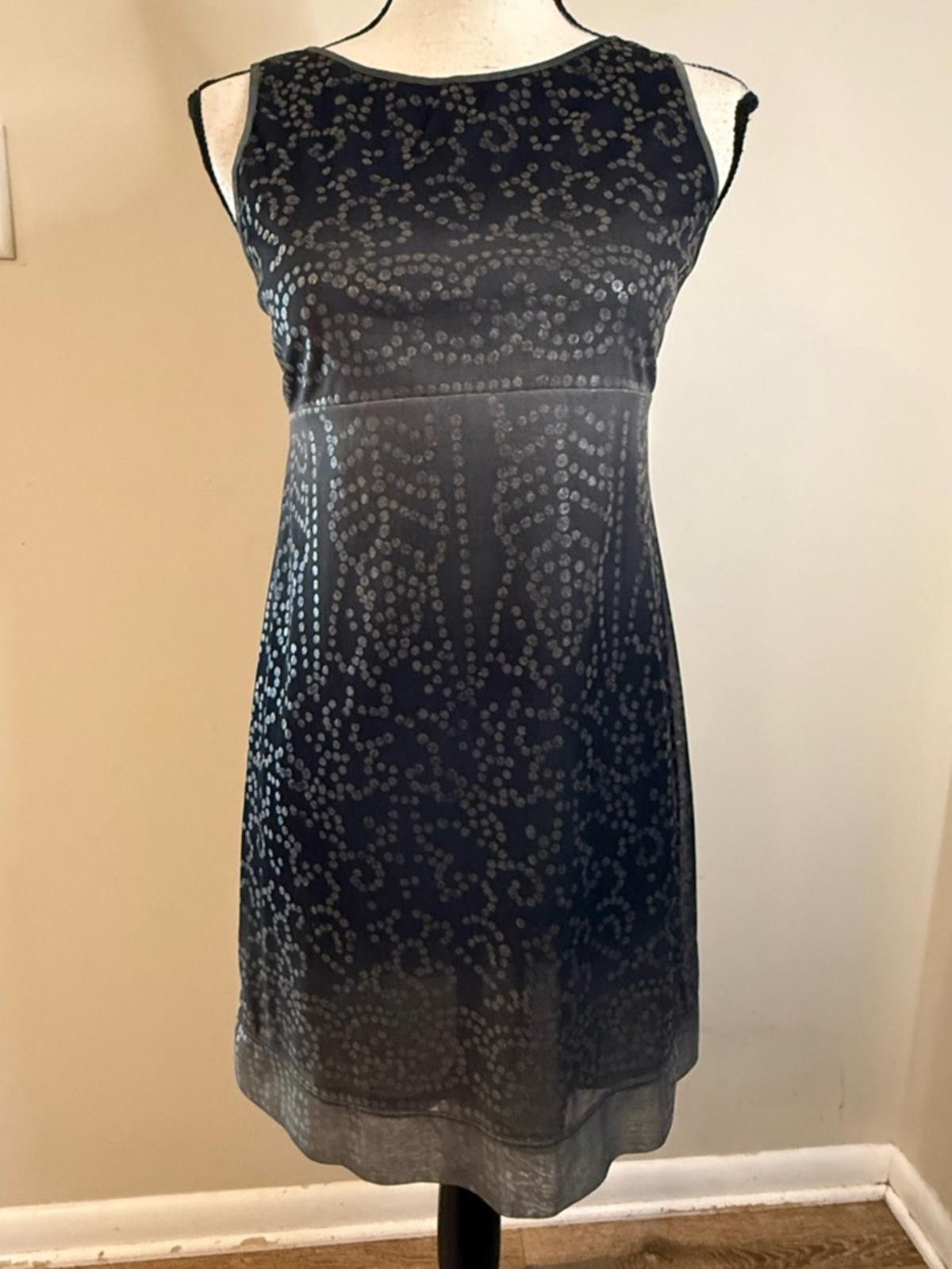 Other BCBG black gray sleeveless midi dress silver polka dots SZ 2 Size XS / US 0-2 / IT 36-38 - 1 Thumbnail