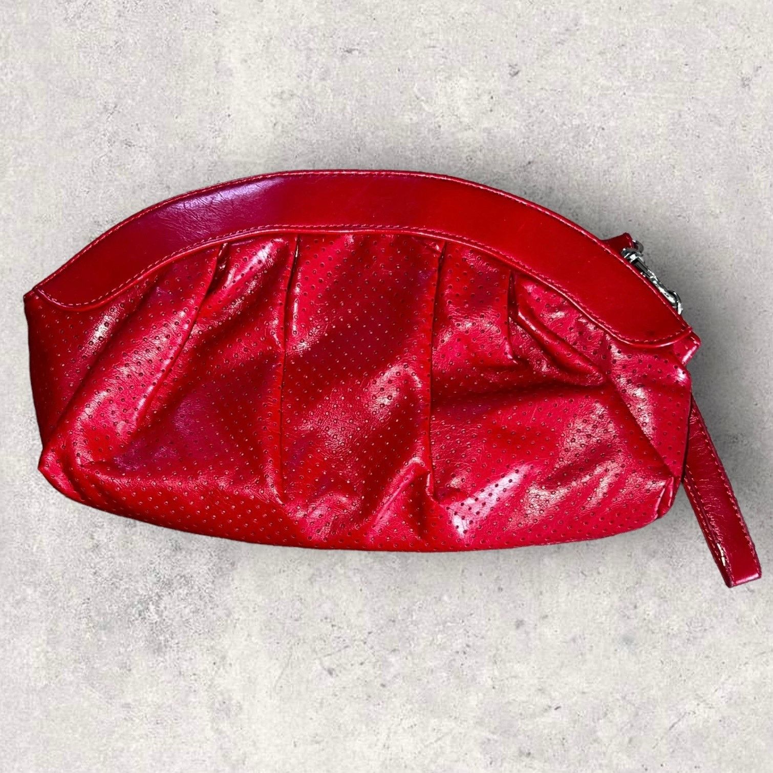Other Vintage Candie’s Red Perforated Faux Leather Clutch Size ONE SIZE - 1 Thumbnail