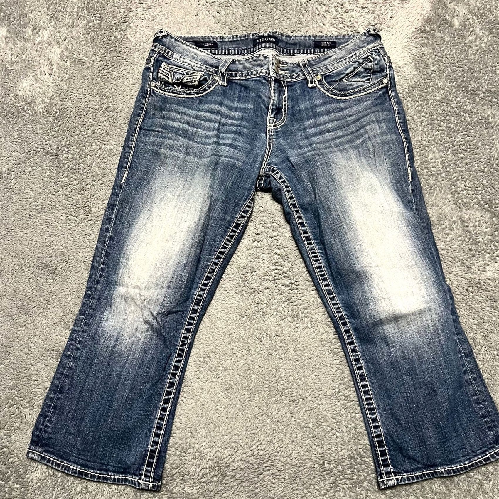 Vintage VIGOSS Jeans Chelsea Capri Womens 13/14 37x23 Thick Stitch Western Blue Juniors Size 13 Women Size 34" / US 12 / IT 48 - 3 Thumbnail