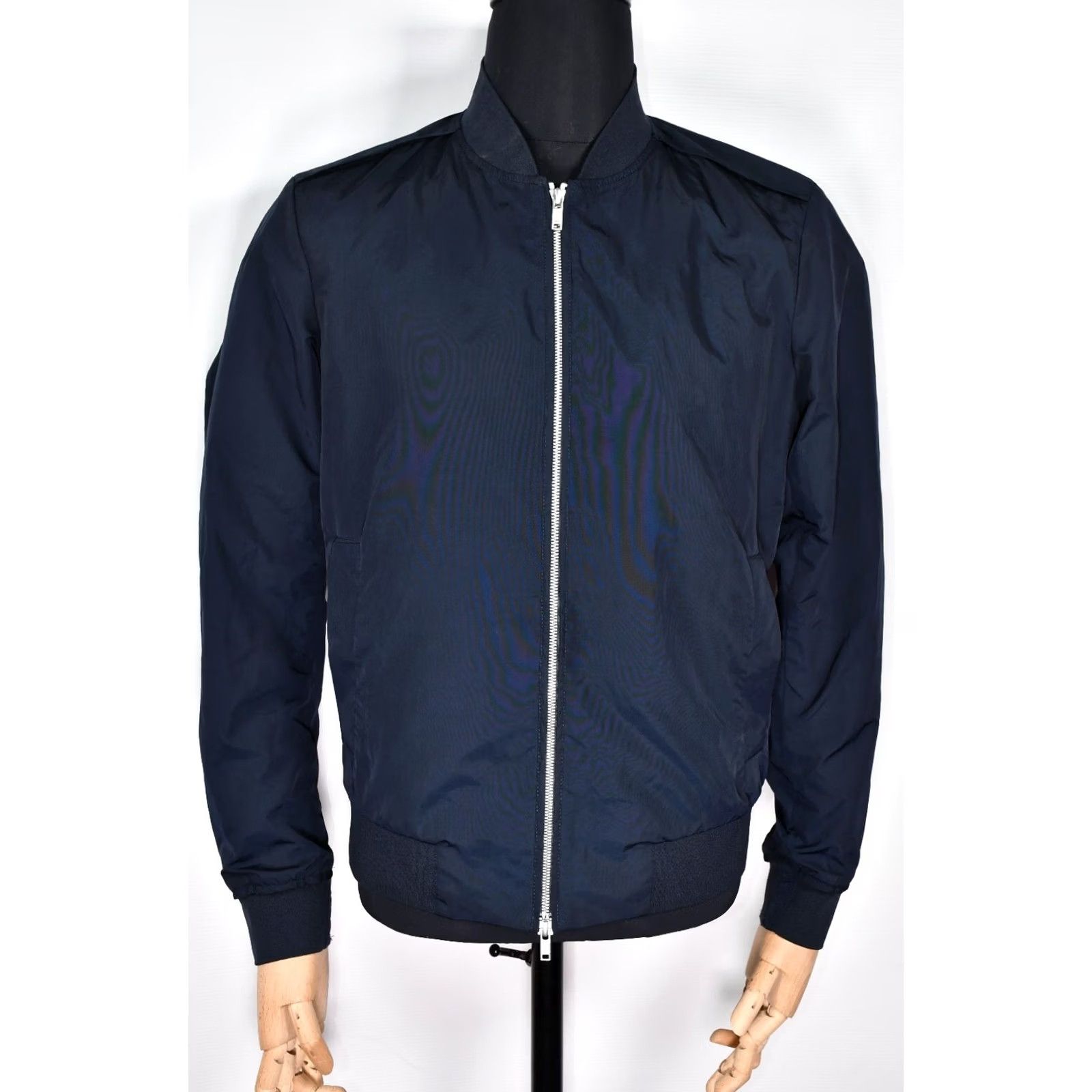 Theory Theory Bomber Jacket Men M Blue Solid Zip 100% Genuine Polyester/Nylon Classic Casual Fall Spring Summer Winter 92% Polyester 8% Nylon Size US M / EU 48-50 / 2 - 2 Thumbnail