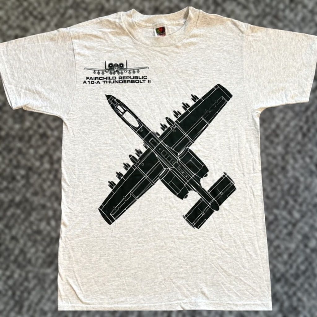 Fruit Of The Loom VINTAGE 90s Fairchild Republic A 10-A Thunderbolt II Warthog Fighter Jet T Shirt M Gray Men Size US M / EU 48-50 / 2 - 1 Thumbnail