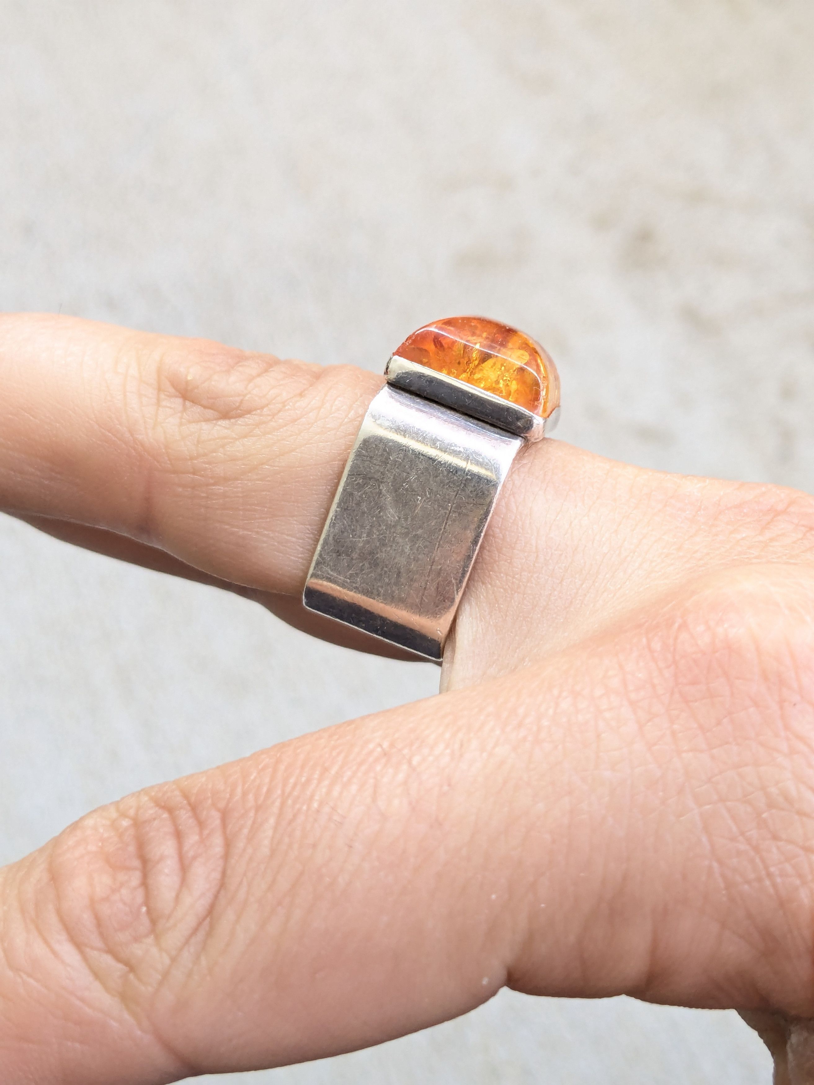 Vintage Vintage Sterling Silver Ring Size 9 Amber .925 Modern Size ONE SIZE - 13 Thumbnail
